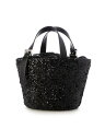 cache cache カシュカシュ cachecache / スパンコールかごトートバッグ アンビリオン バッグ かごバッグ ブラック【送料無料】