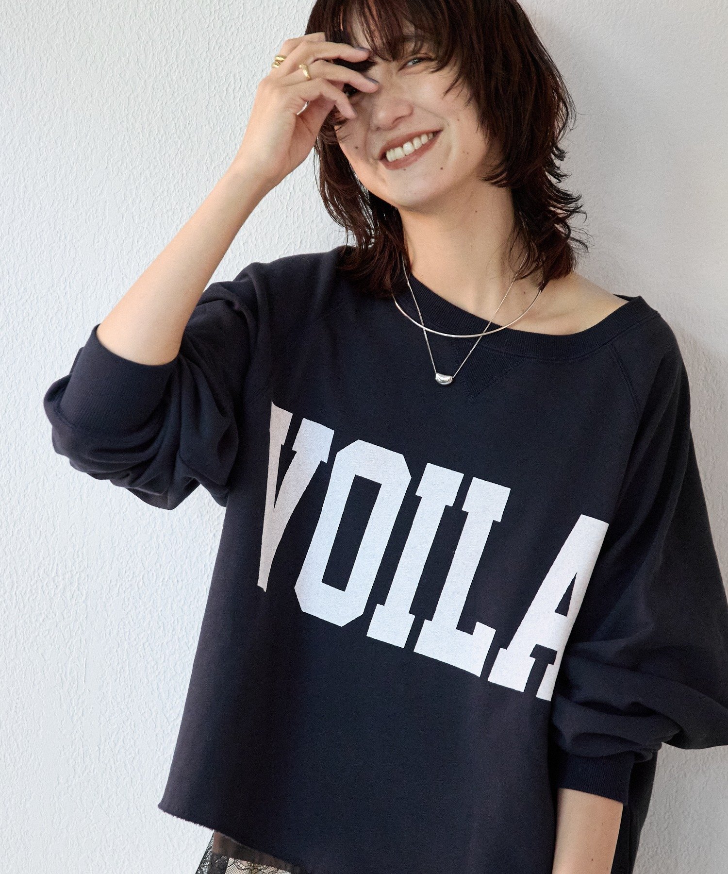 RIVE DROITE 予約【新色追加/Yossshiiii企画】ワイドロゴカットオフスエット リヴドロワ トップス カットソー・Tシャツ ブラウン グレー ネ...