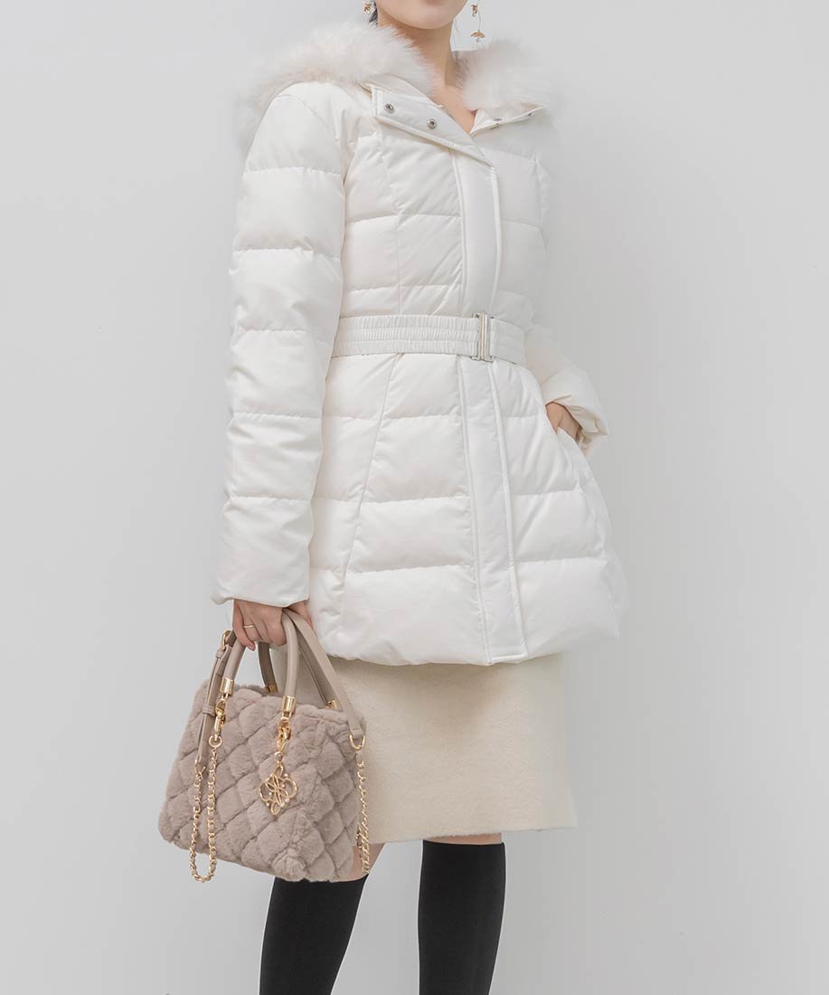 RANDA ゴムベルト付きウエストシェイプダウンコート ランダ ジャケット・アウター ダウンジャケット・..