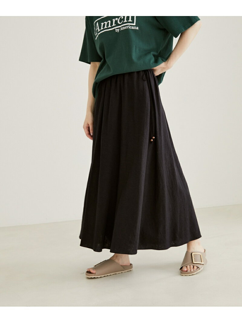 【SALE／60%OFF】SALON adam et rope' 【洗える】リネン混ウエストギャザースカート サロン アダム エ ロペ スカート その他のスカート ブラウン ブラック グリーン【送料無料】