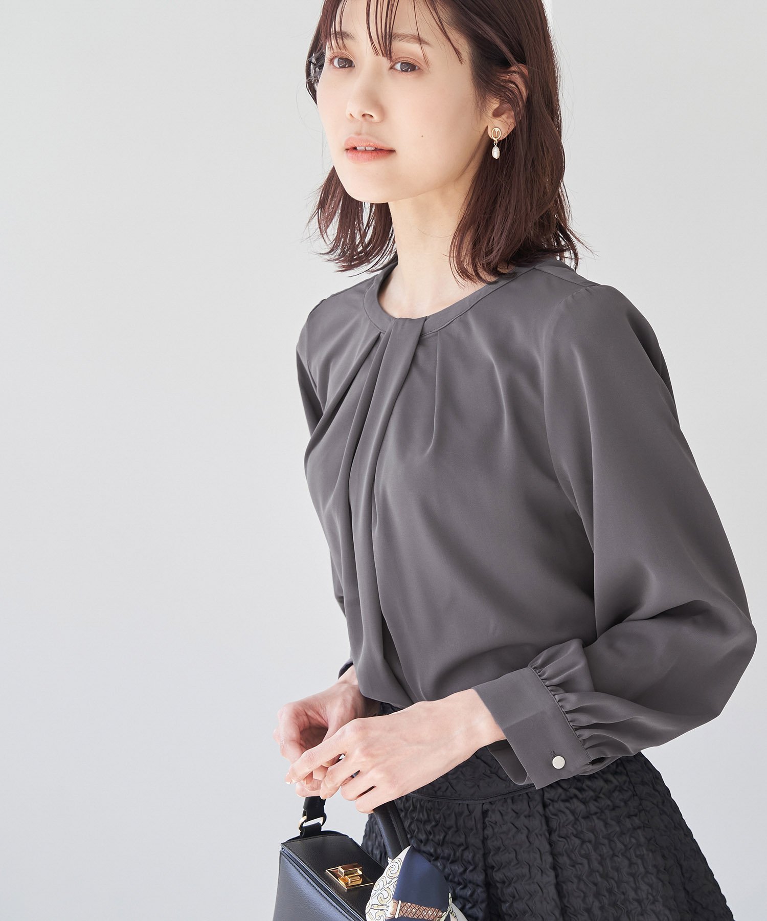 【SALE／30%OFF】ROPE' PICNIC 白からの解放!多機能ブラウス/ドレープタックブラウス ロペピクニック トップス シャツ・ブラウス グレー ホワイト ベージュ ブルーのサムネイル