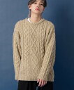 【SALE/16%OFF】NULL NULL ヌル アラン編み クルーネック ニットセーター インプローブス トップス ニット グレー ブラック ホワイト ベー...