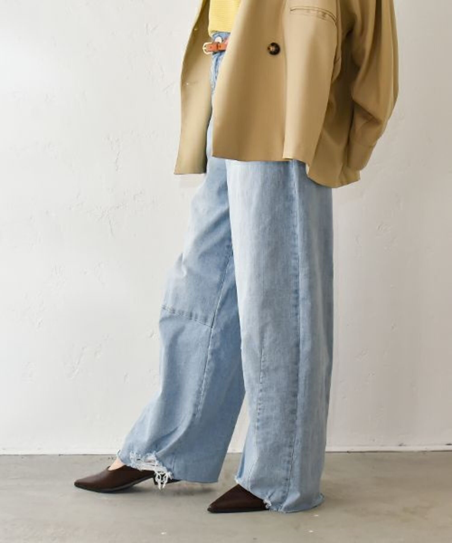 HUMS HUMS｜裾ダメージカーブデニムパンツ [[C-5066]][C] ハグハグ パンツ ジーンズ・デニムパンツ