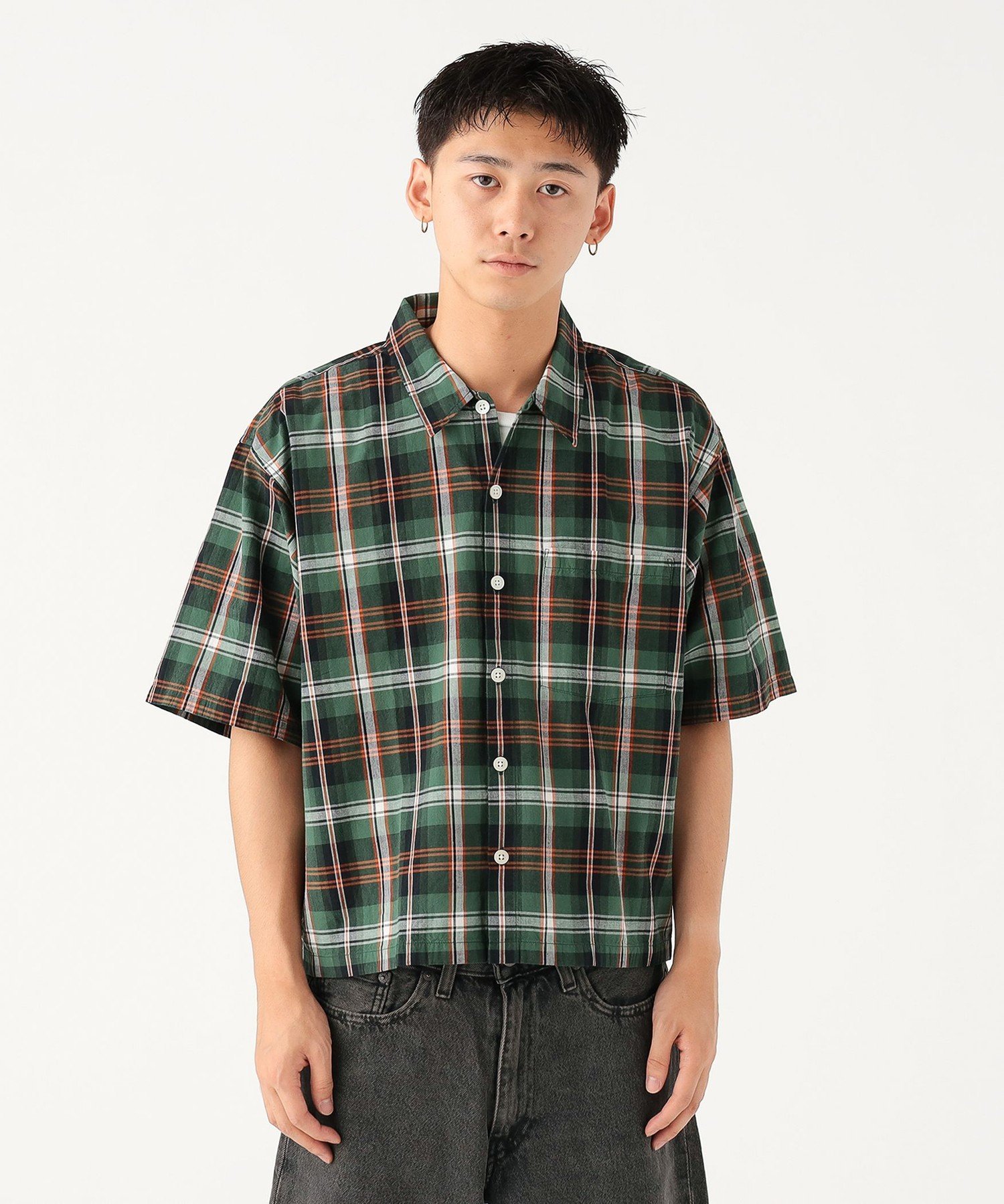 【SALE／40%OFF】BEAMS チェック ショート シャツ ビームス メン トップス シャツ・ブラウス オレンジ グリーン【送料無料】のサムネイル