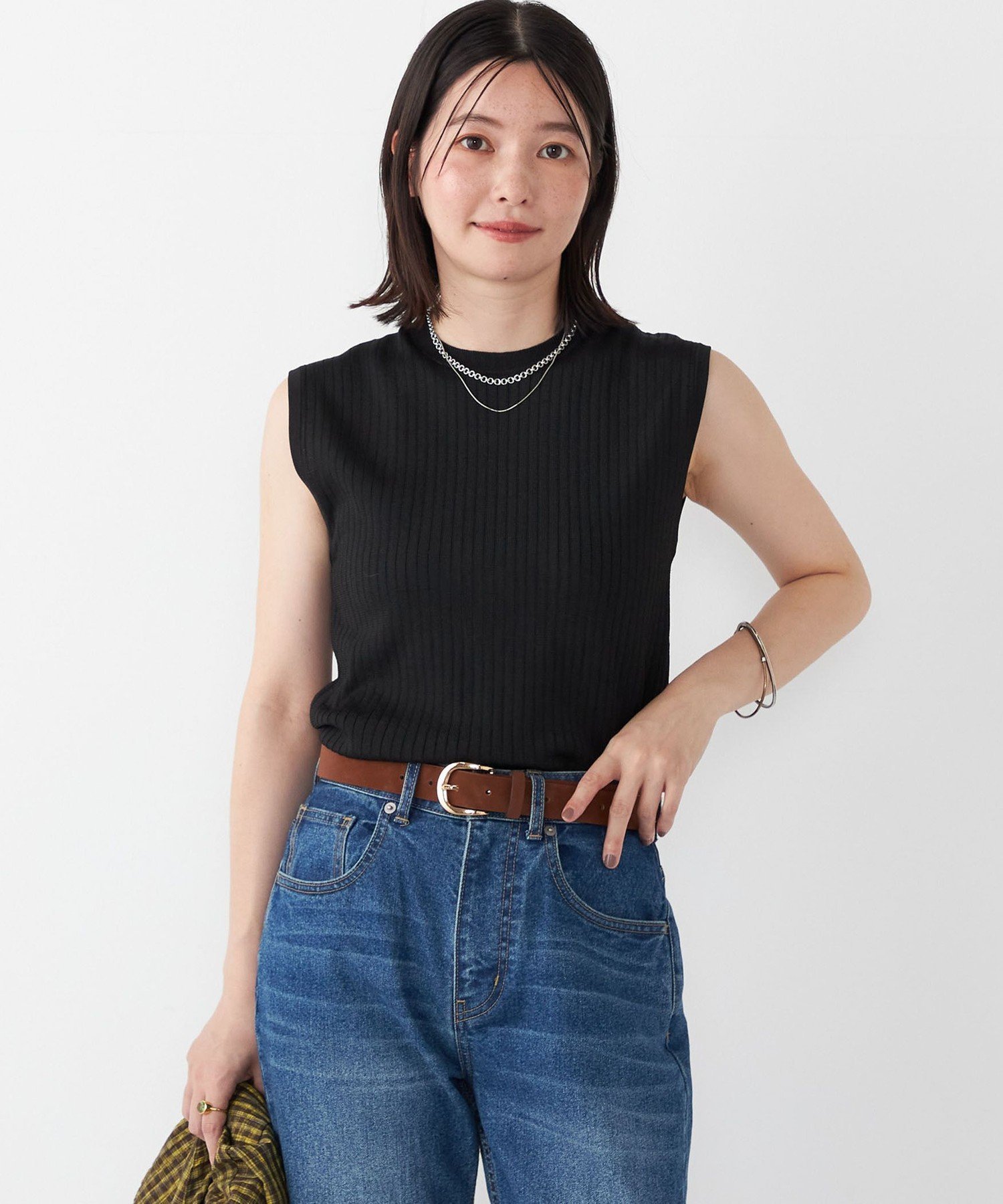 SHIPS Colors SHIPS Colors:＜手洗い可能＞ブライト ワイドリブ ノースリーブ ニット◇ シップス トップス ニット ブラック ブラウン グリーン【送料無料】