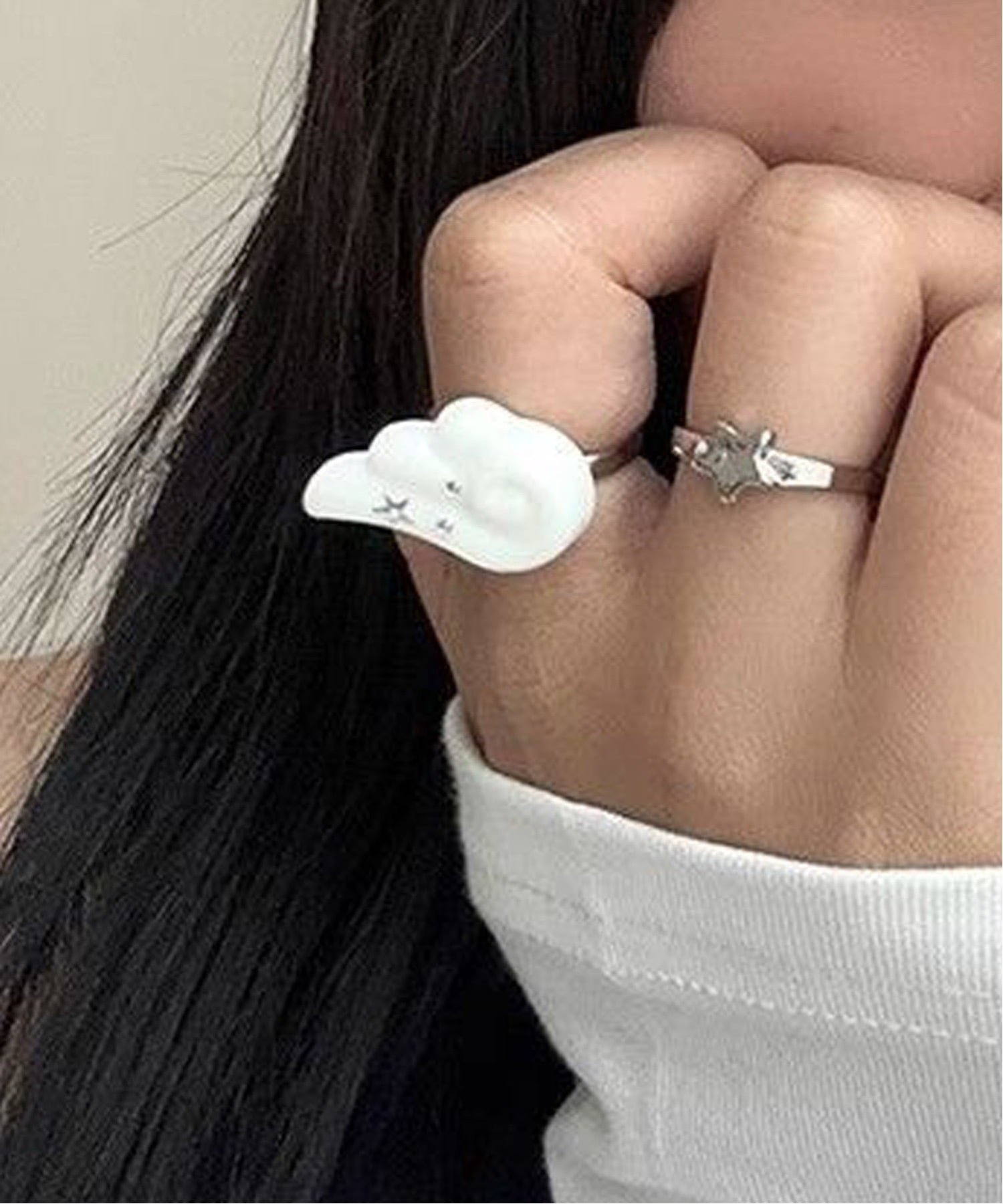 HALEY PESCA HALEY PESCA/(W)HALEY PESCA/エンジェルフェザー・スターモチーフ セットリング チェルカ アクセサリー・腕時計 リング・指輪 ホワイト