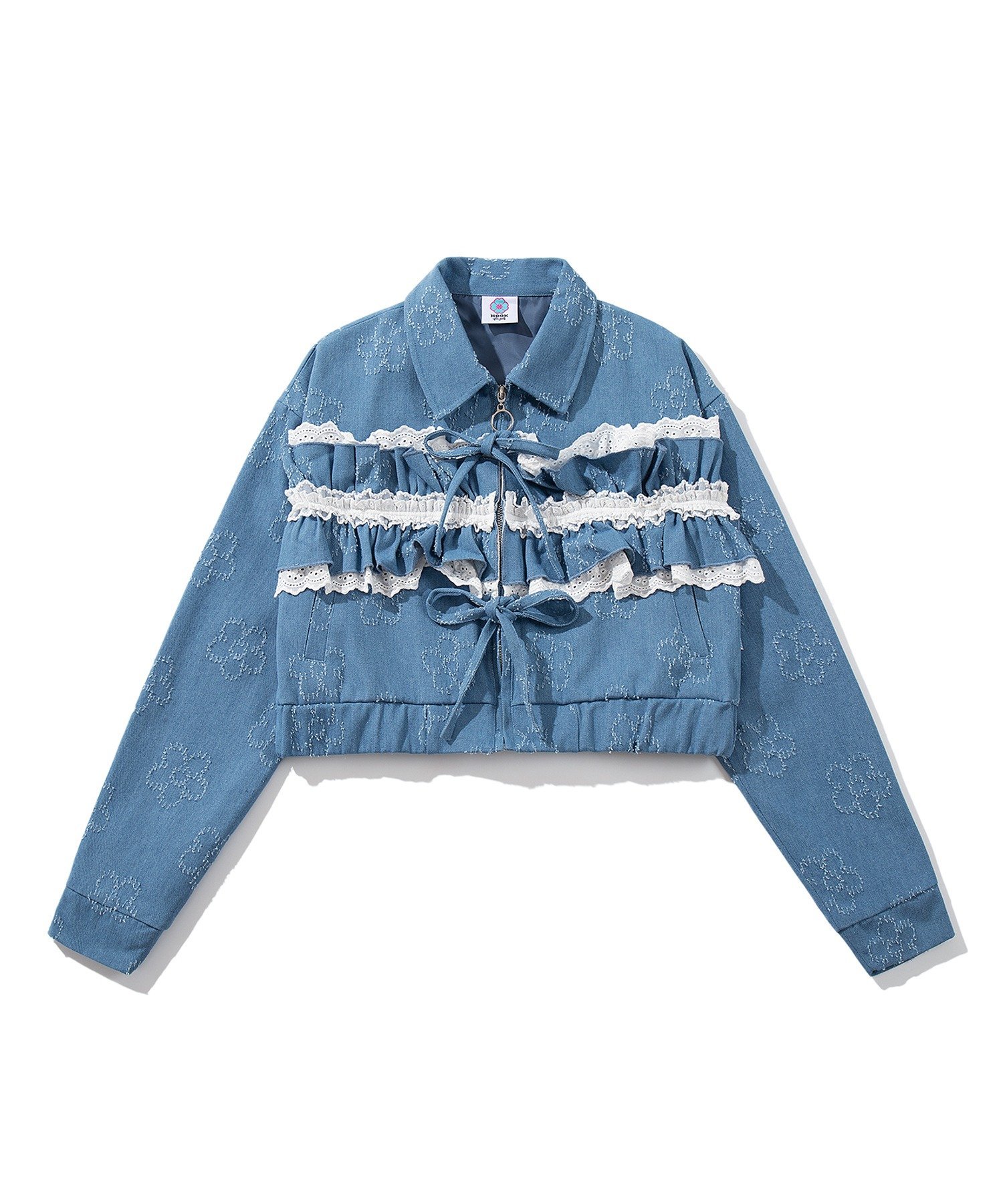 HOOK HOOK for girls -original- 花模様ジャケードデニムジャケット セットアップ可能 アイモハ トップス カットソー・Tシャツ ブルー