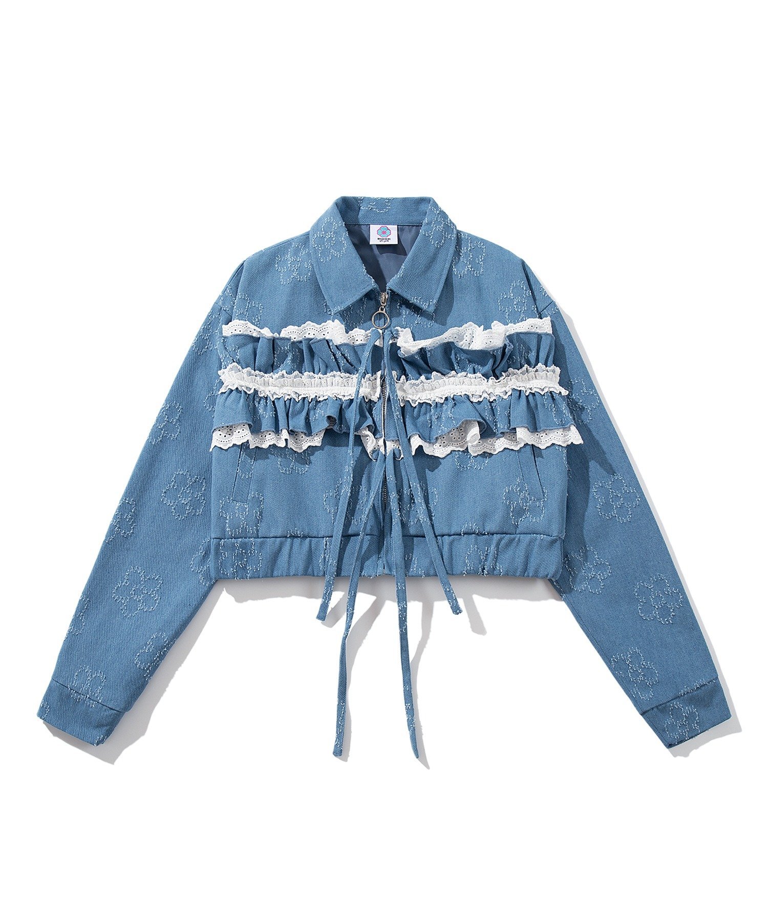 HOOK HOOK for girls -original- 花模様ジャケードデニムジャケット セットアップ可能 アイモハ トップス カットソー・Tシャツ ブルー