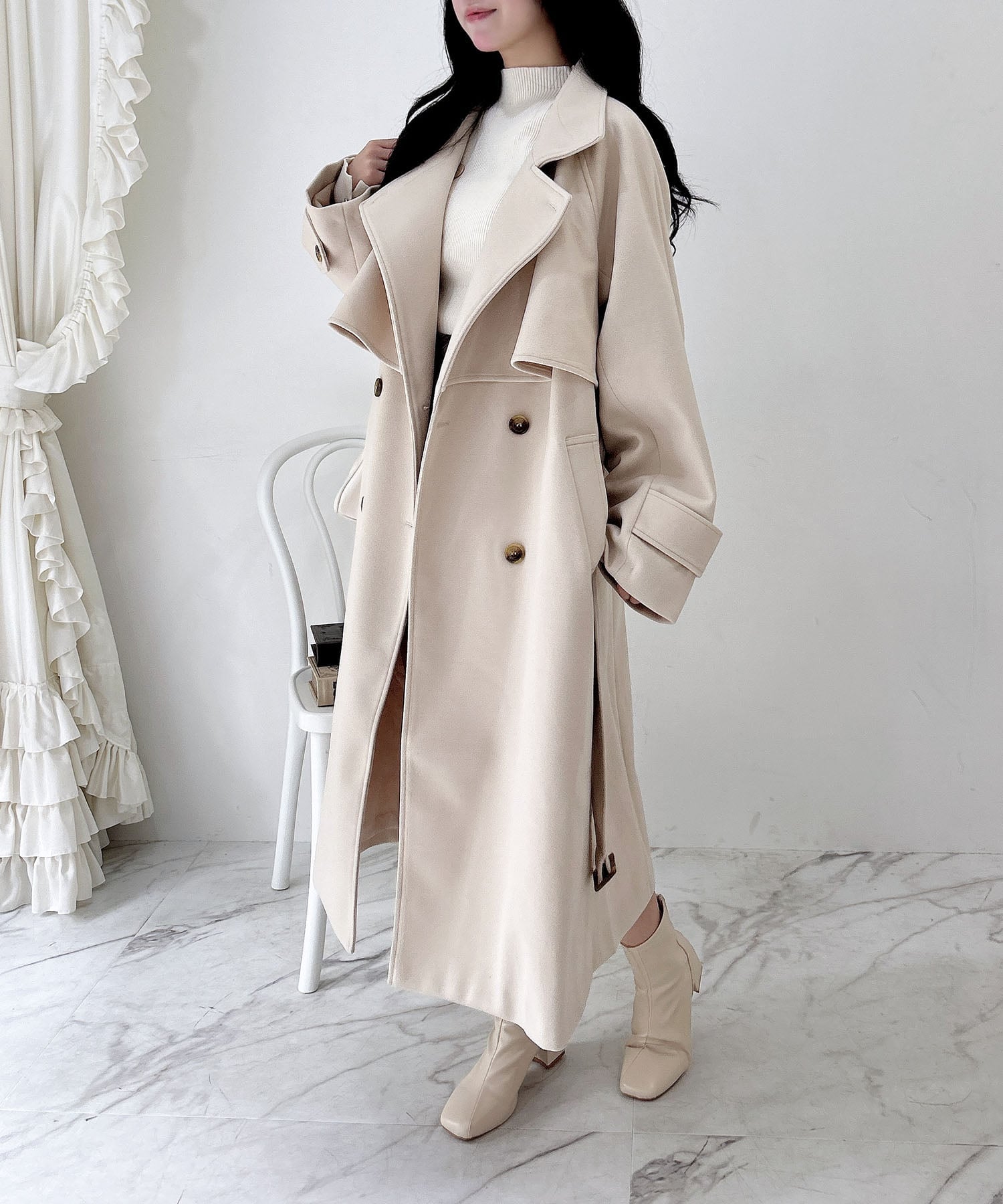 【SALE／20%OFF】INGNI 【WEB限定】2WAYカラーロングコート イング ジャケット・アウター トレンチコート グレー ブラック ホワイト【送料無料】のサムネイル