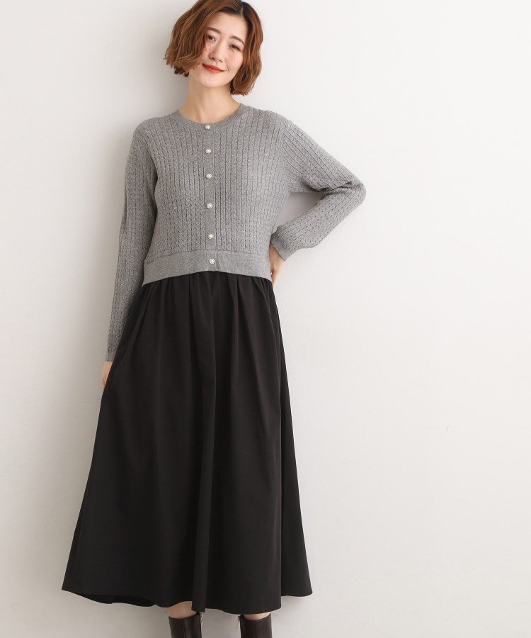 grove ケーブルニットドッキングワンピース グローブ ワンピース・ドレス その他のワンピース・ドレス ブラック グレー ワインレッド【送料無料】のサムネイル