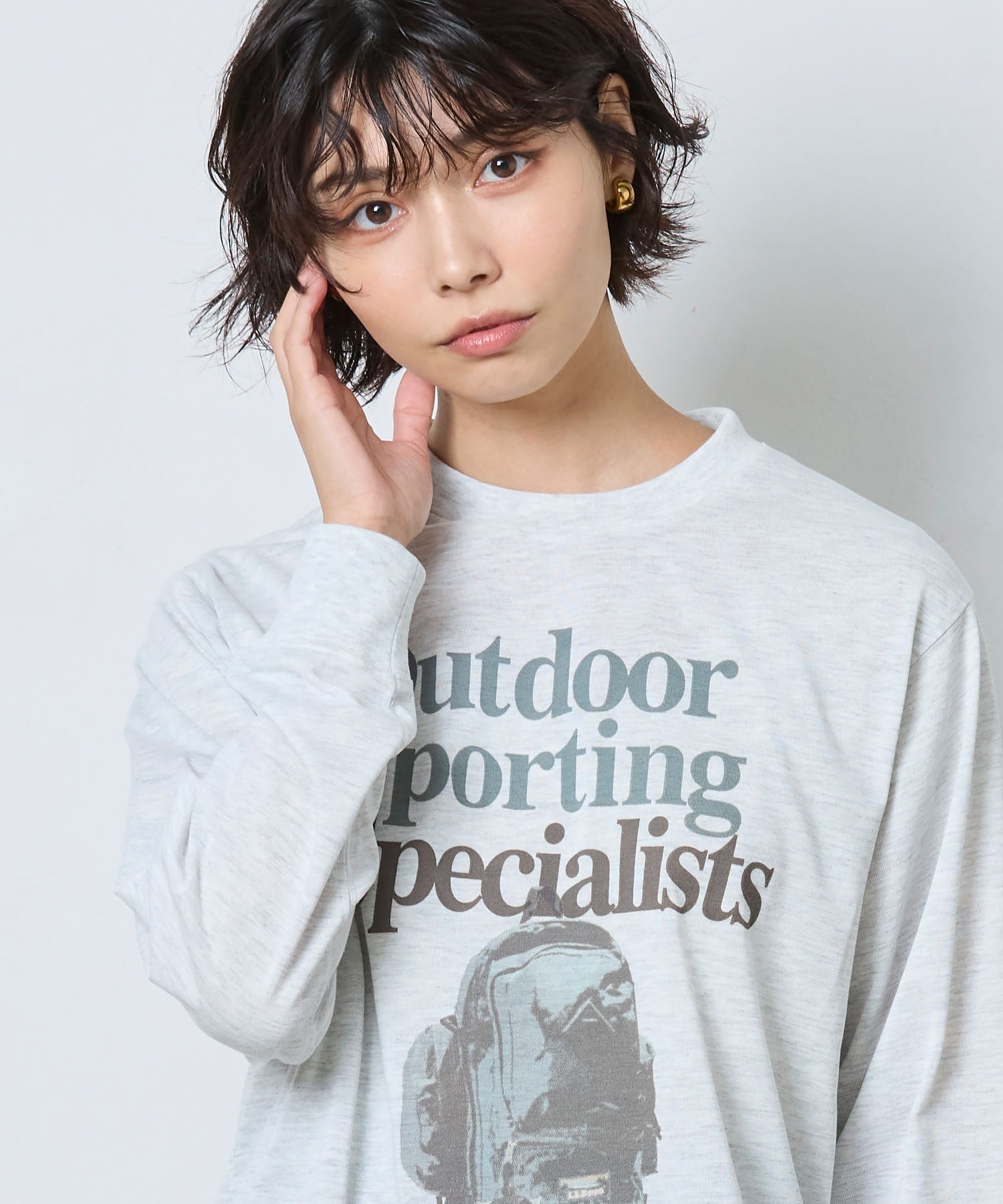 (W)【JAPAN EDITION】ジョーンズポート・ロングスリーブ・ティ エルエルビーン トップス カットソー・Tシャツ グレー