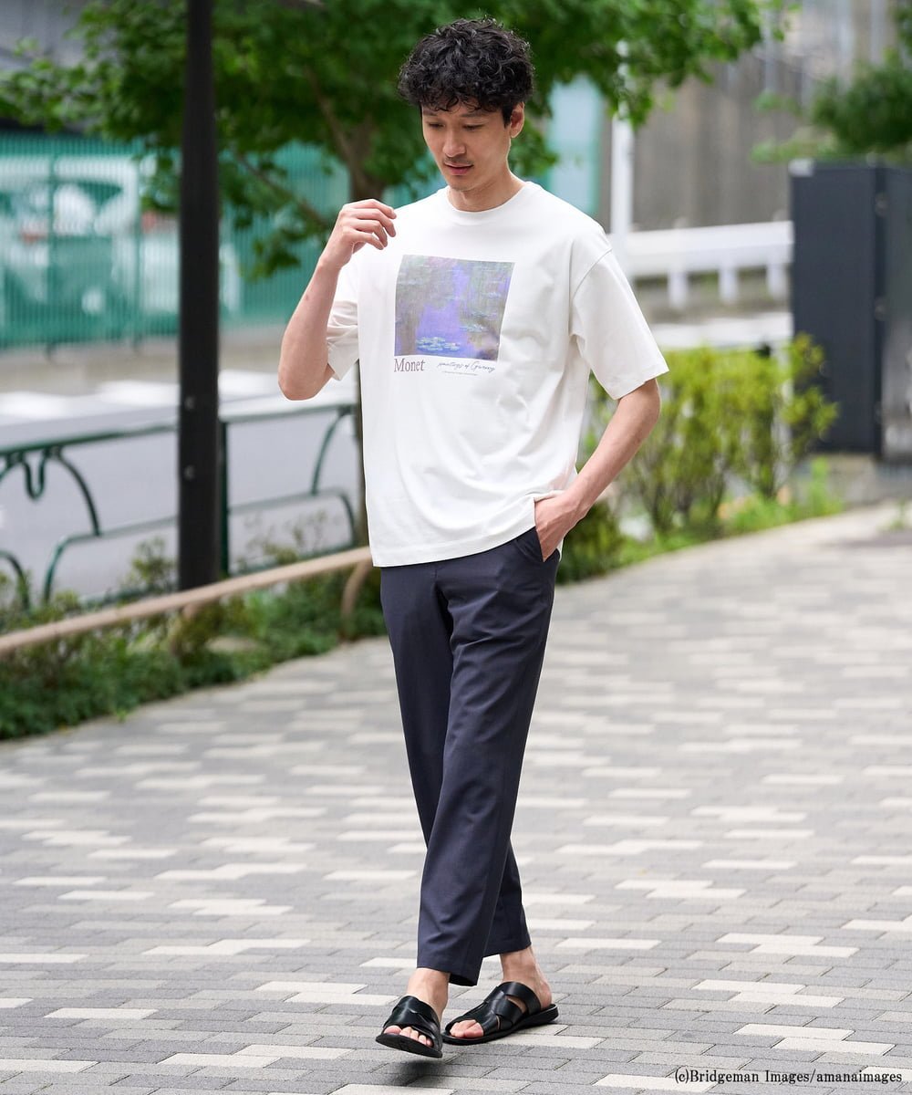 【接触冷感】モネ プリントカットソー アー・ヴェ・ヴェ トップス カットソー・Tシャツ ホワイト