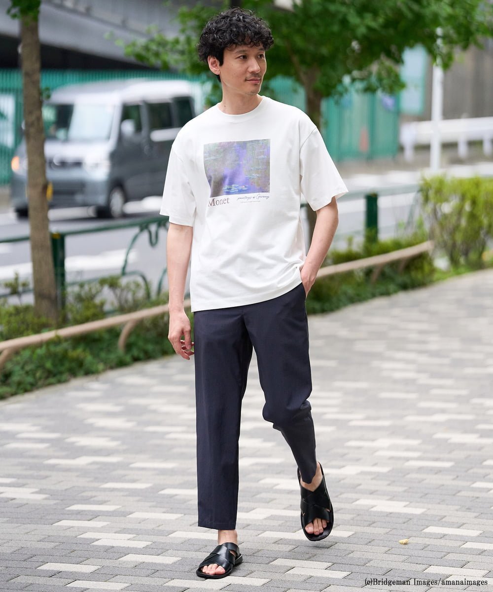 【接触冷感】モネ プリントカットソー アー・ヴェ・ヴェ トップス カットソー・Tシャツ ホワイト