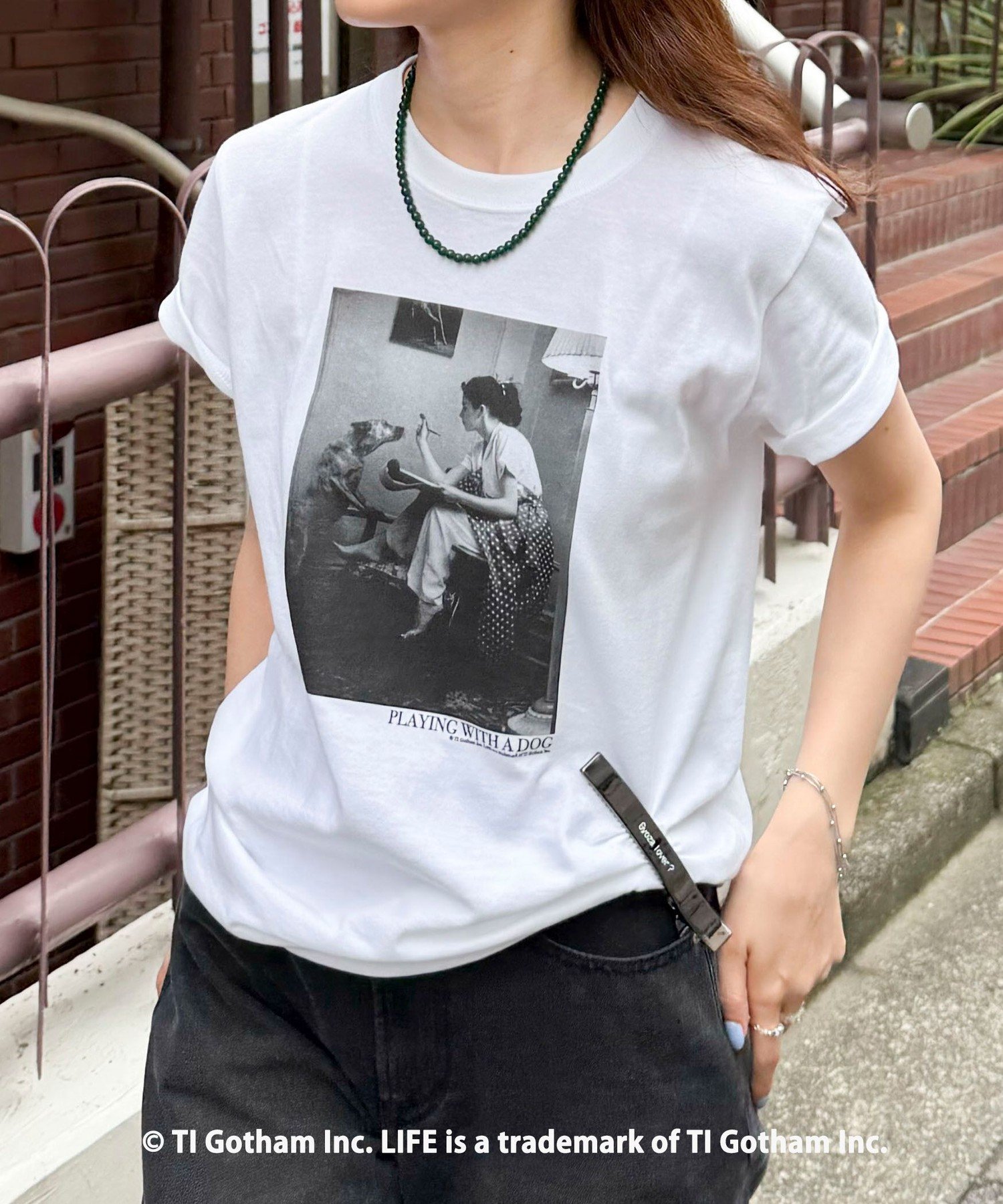 fredy emue 【haru × GOOD ROCK SPEED】PhotoコンパクトTシャツ フレディ アンド グロスター トップス カットソー・Tシャツ グレー ホワイト【送料無料】