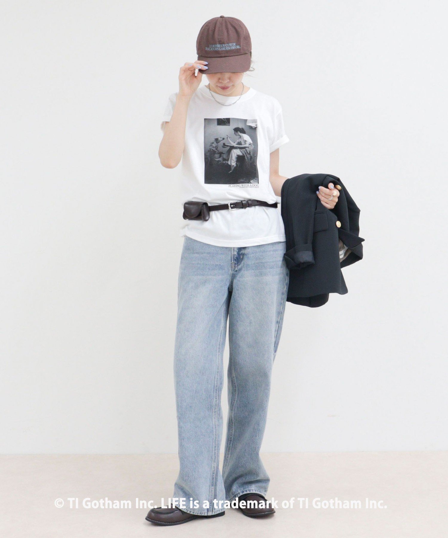 【haru × GOOD ROCK SPEED】PhotoコンパクトTシャツ フレディ アンド グロスター トップス カットソー・Tシャツ グレー ホワイト