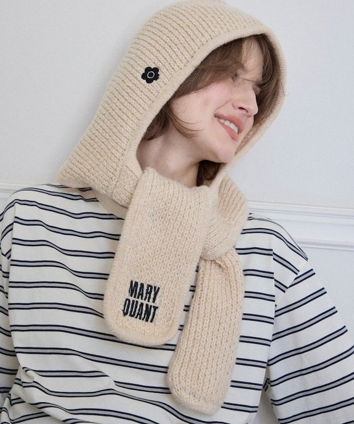 MARY QUANT マリークワント フードマフラー/バラクラバ フリークスストア ファッション雑貨 マフラー・ストール・ネックウォーマー ベージュ ブルー グレー【送料無料】