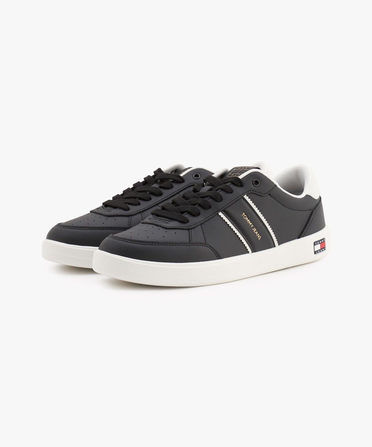 TOMMY JEANS 【公式】ライトウェイトレザースニーカー オンライン限定 26AW トミーヒルフィガー シューズ・靴 スニーカー ブラック ホワイト【送料無料】