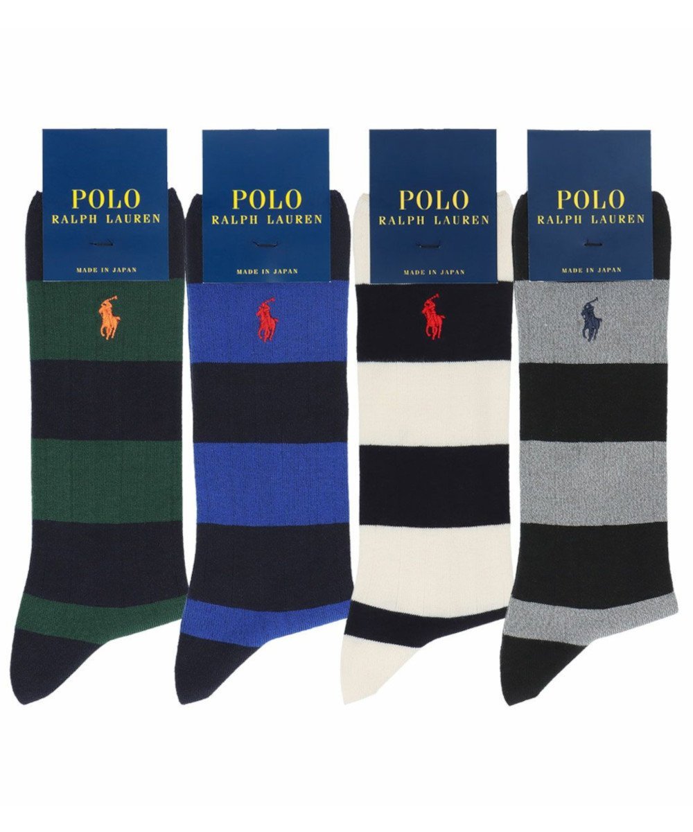 POLO RALPH LAUREN メンズ ラグビーボーダー クルーソックス ナイガイ 靴下 レッグウェア 靴下