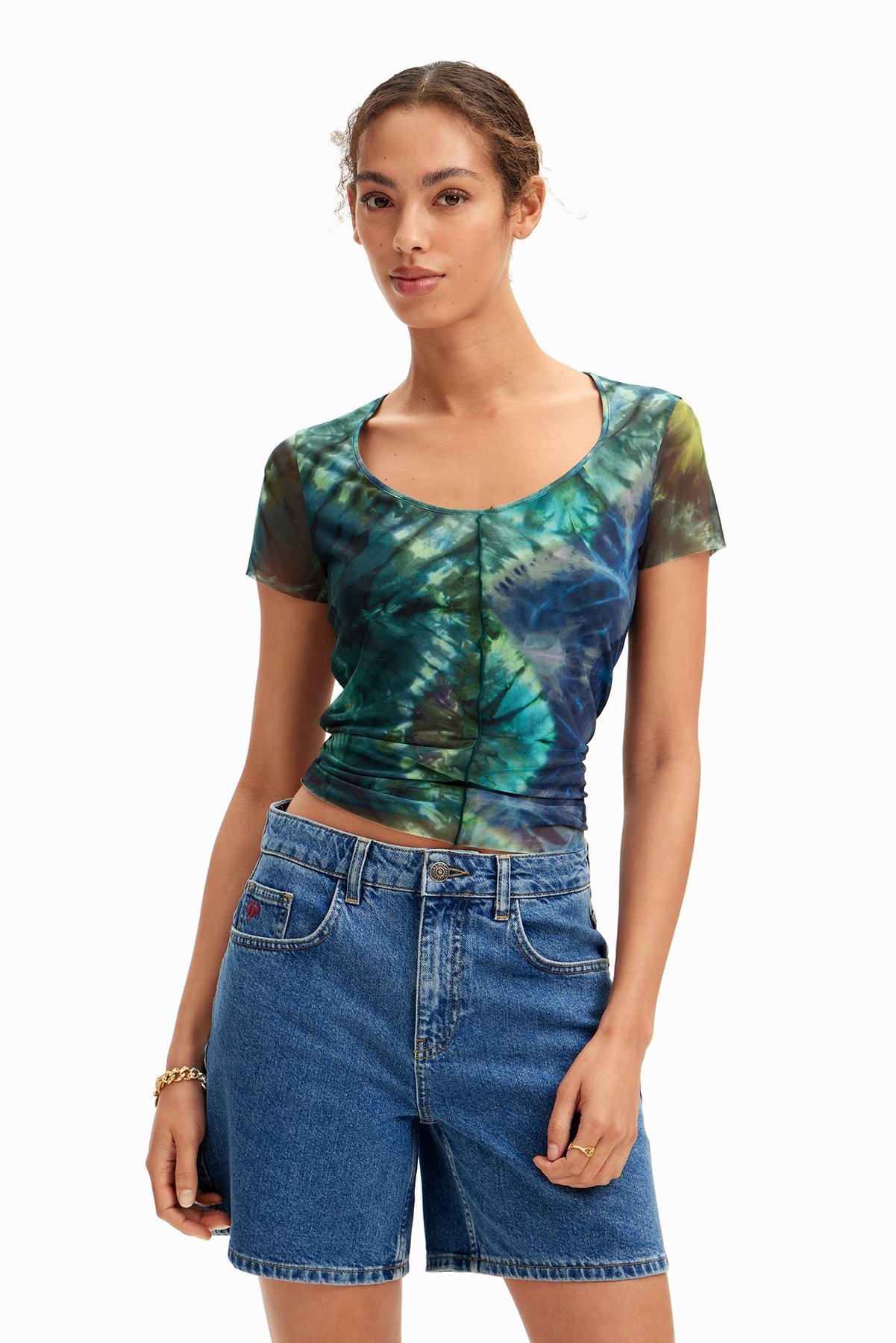 【SALE/30%OFF】Desigual Tシャツ TIE-DYE デシグアル トップス カットソー・Tシャツ グリーン【送料無料】