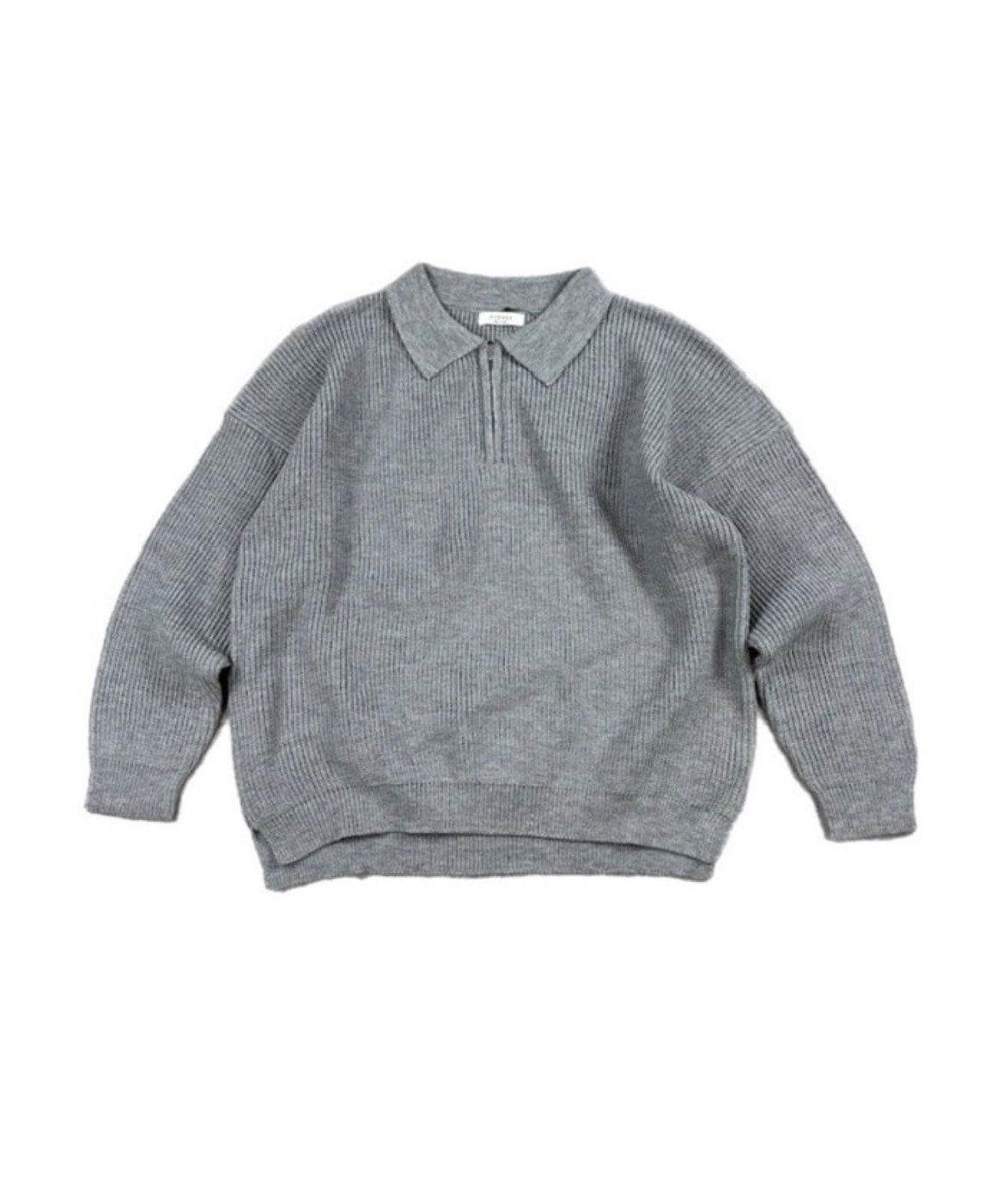+ 【Chikashitsu +】half zip knit polo ニット ニットポロ 長袖トップス ハーフジップ ネバーマインドザエックスユー／チカシツプラス トップス ニット ブラック ベージュ グレー ブルー
