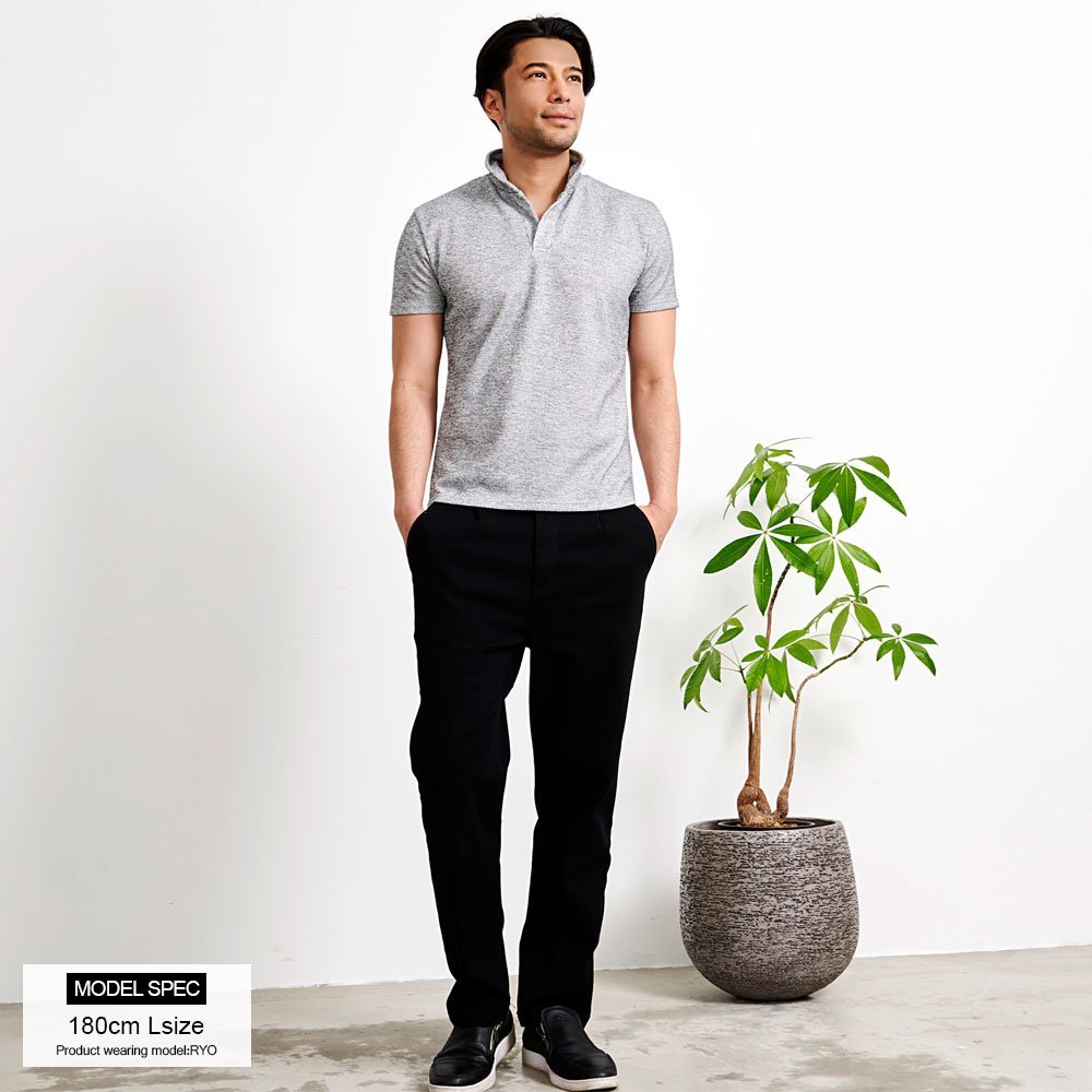 【SALE／5%OFF】CavariA CavariA スモールジャガード半袖ポロシャツ シルバーバレット トップス ポロシャツ グレー ブラック【送料無料】