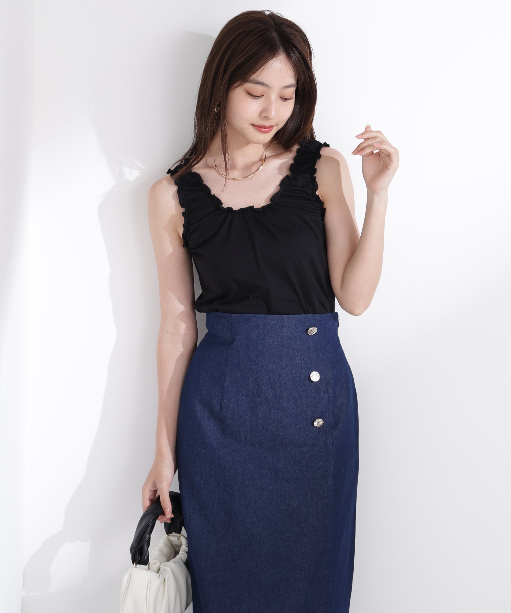 PROPORTION BODY DRESSING ギャザータンク プロポーションボディドレッシング トップス カットソー・Tシャツ グレー ブラック ホワイト