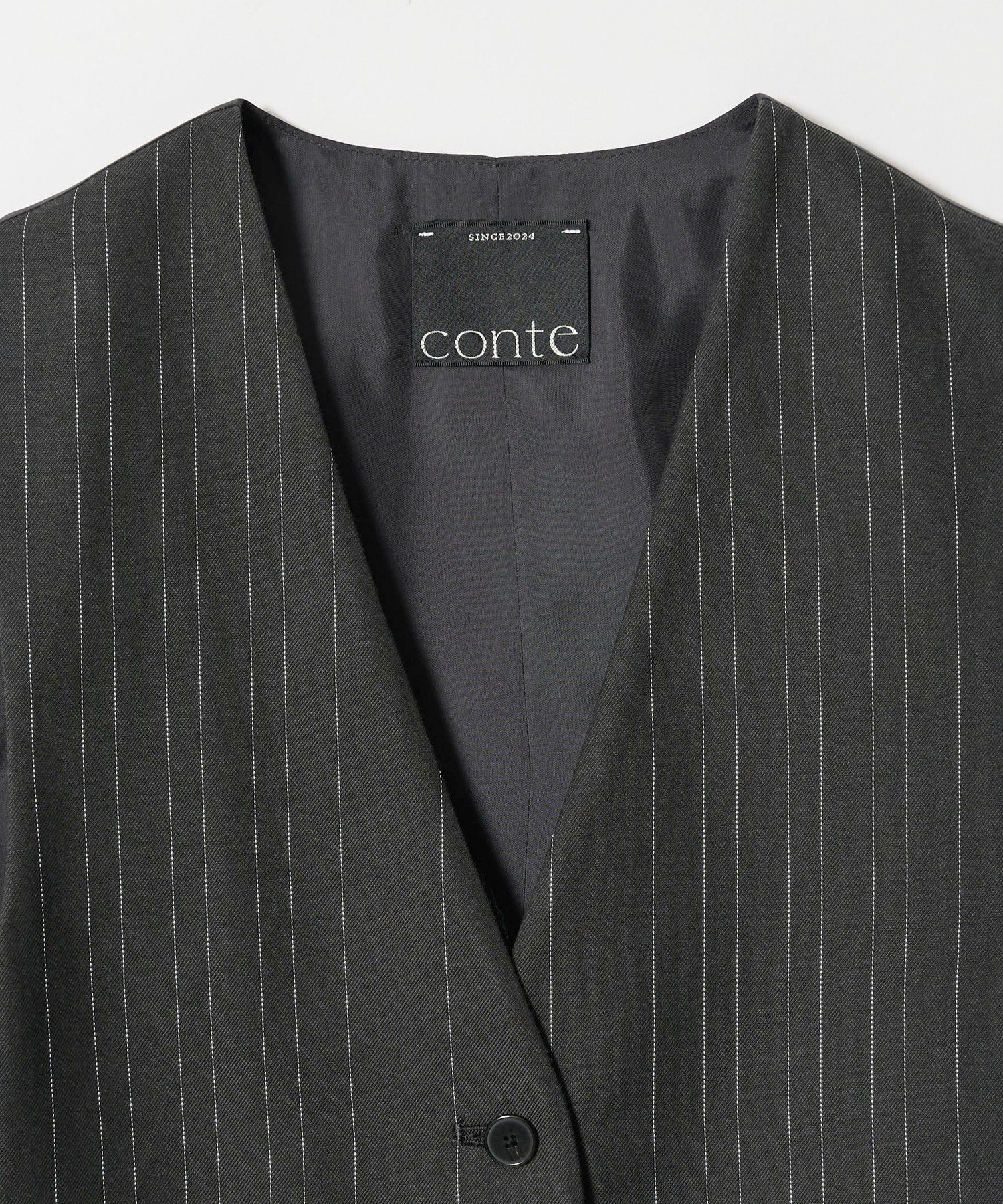 ＜conte＞ランダムストライプ ベスト ユナイテッドアローズ アウトレット トップス ベスト・ジレ グレー
