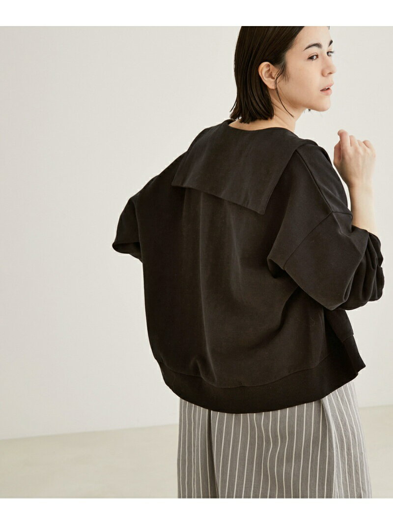 【SALE／40%OFF】SALON adam et rope' セーラーカラーフロントジップカーディガン サロン アダム エ ロペ トップス カーディガン ブラック ホワイト【送料無料】