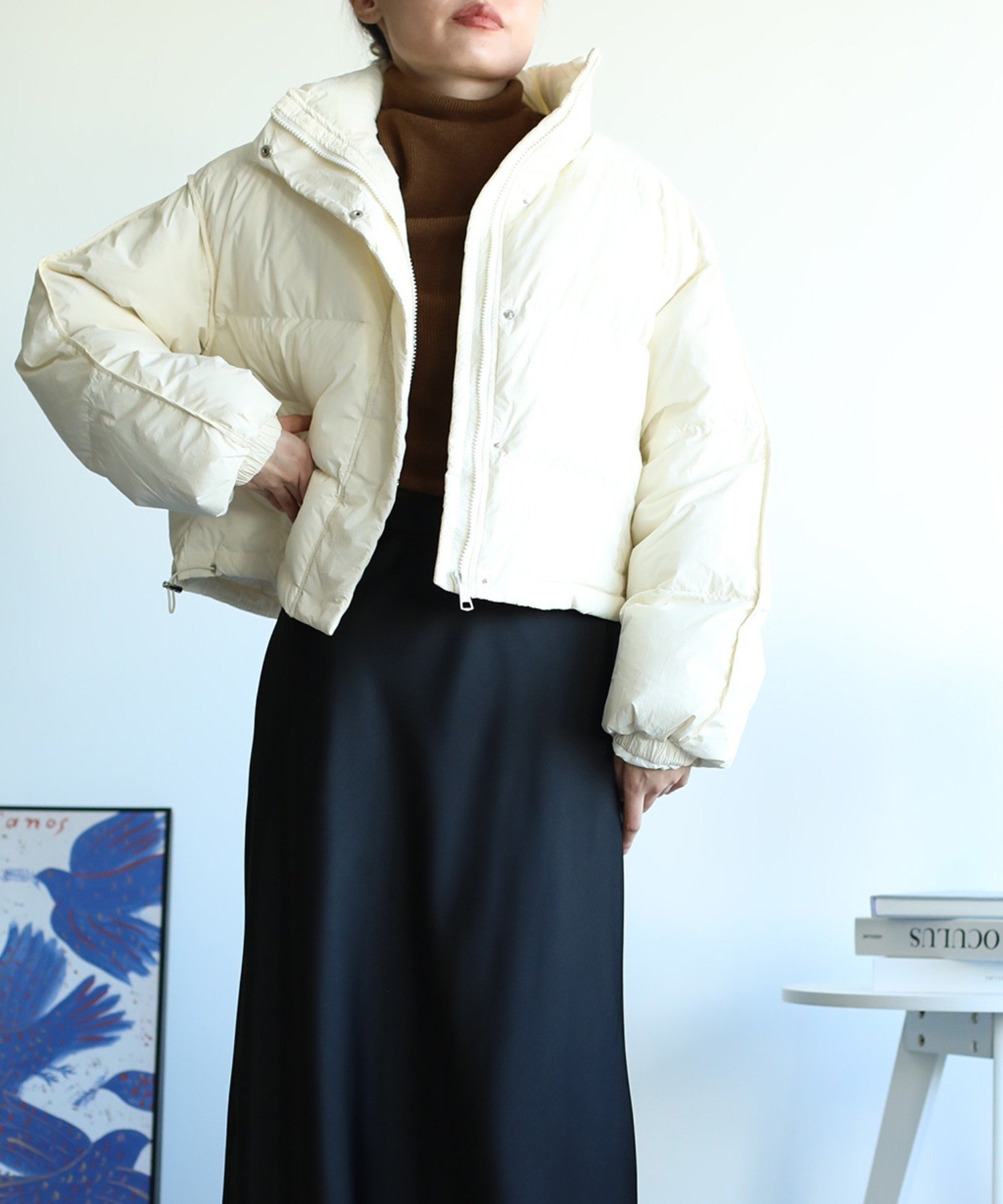 【SALE／20%OFF】aimoha aimoha/ミニ丈ドロップショルダーダウン アイモハ ジャケット・アウター ダウンジャケット・ダウンベスト ホワイト ブラック グレー イエロー【送料無料】