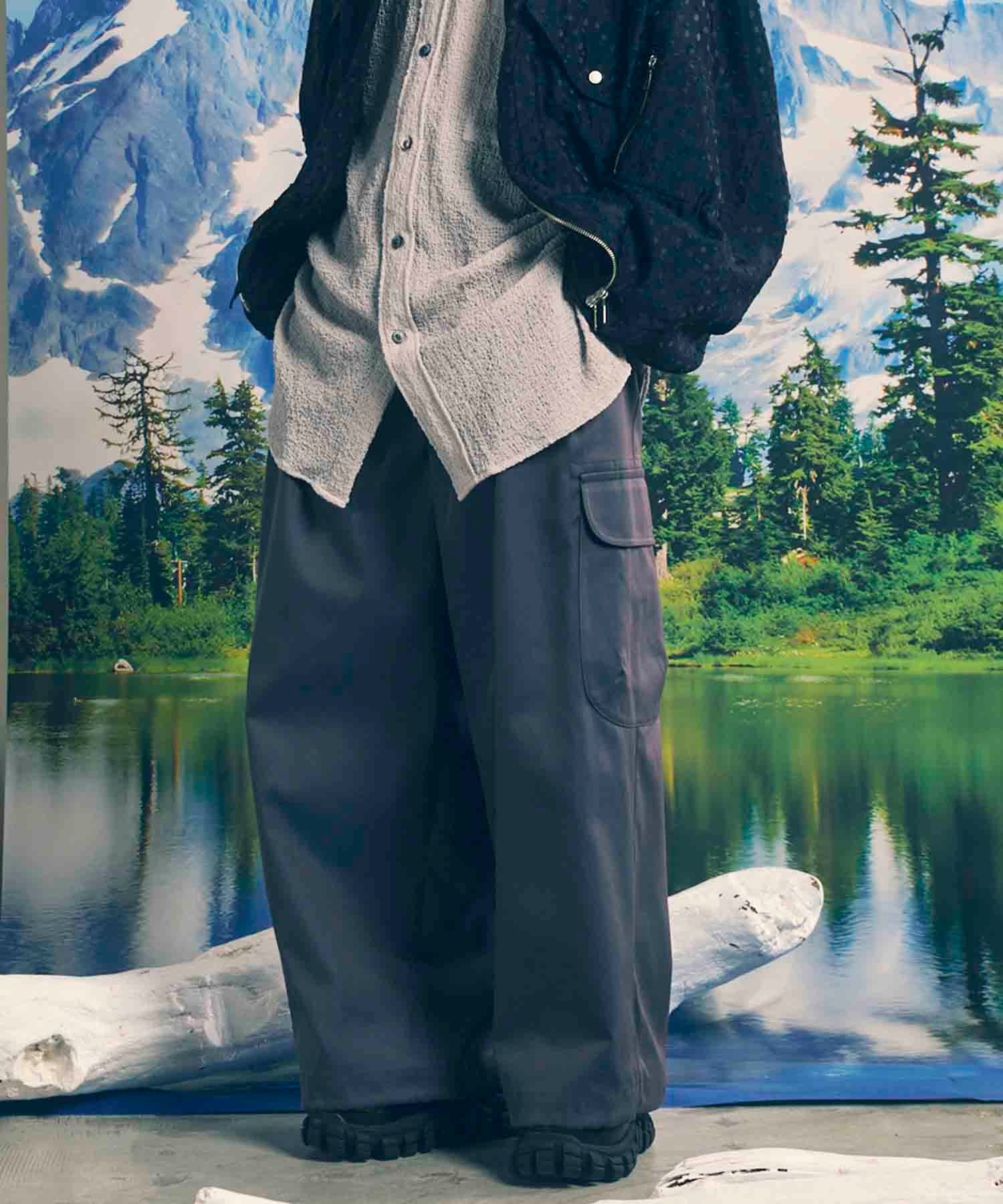 MAISON SPECIAL 120/2/2 Suvin Cotton Gabardine Prime-Wide Cargo Pants メゾンスペシャル パンツ カーゴパンツ グレー ブラック【送料無料】のサムネイル