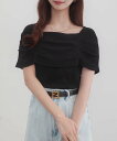 【SALE/33%OFF】JUNOAH CENEA オフショル風スクエアネックドレープリブカットソー ジュノア トップス カットソー・Tシャツ ホワイト グレー ブラック