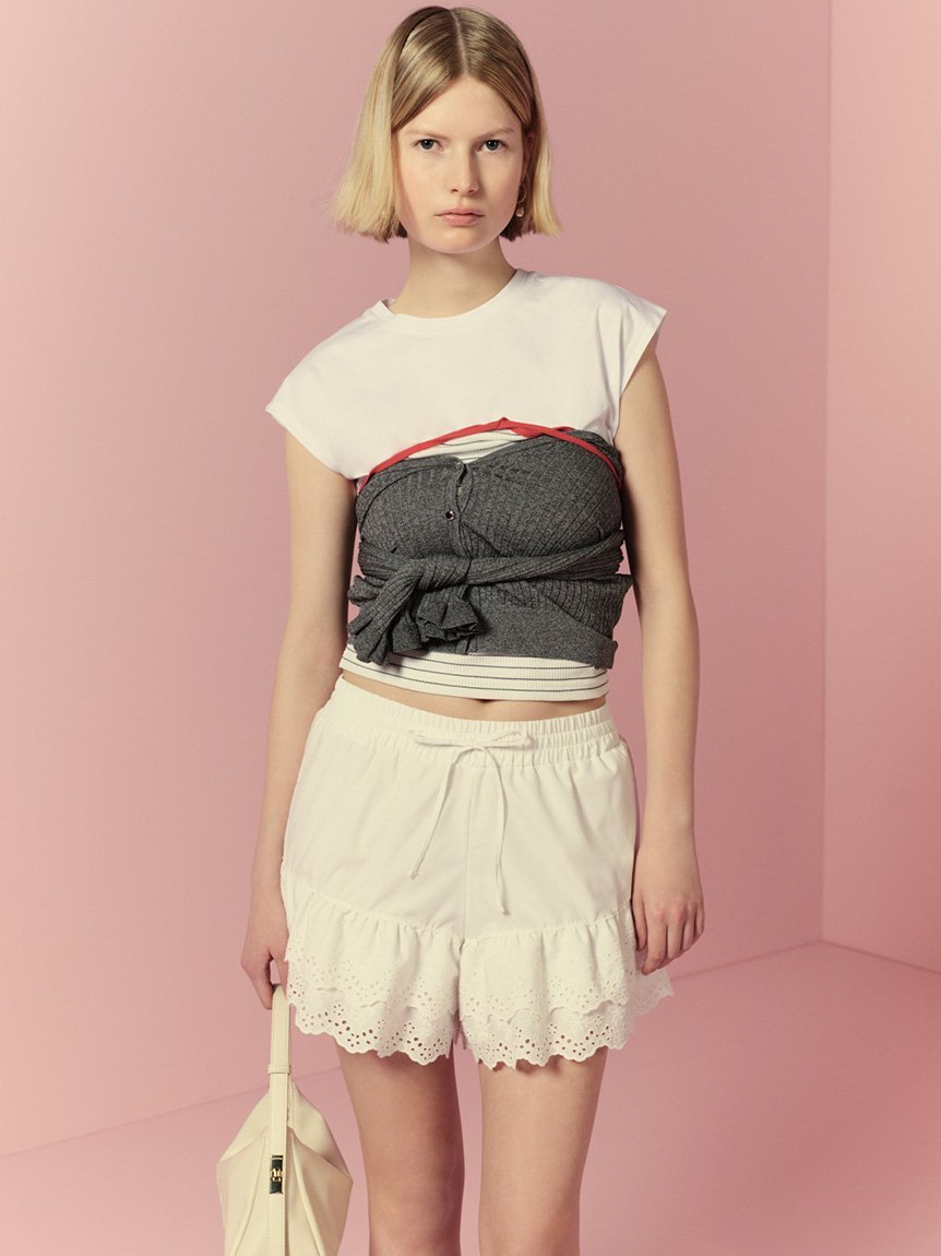 【SALE／50%OFF】LILY BROWN 【LILY BROWN Lingerie】レーシーショートパンツ リリーブラウン トップス その他のトップス ブラック ホワイト【送料無料】