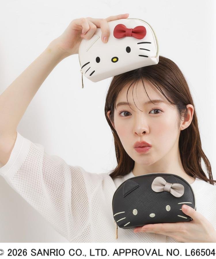 【ハローキティ】シェル型フェイスポーチ グローブ 財布・ポーチ・ケース ポーチ ホワイト ブラック