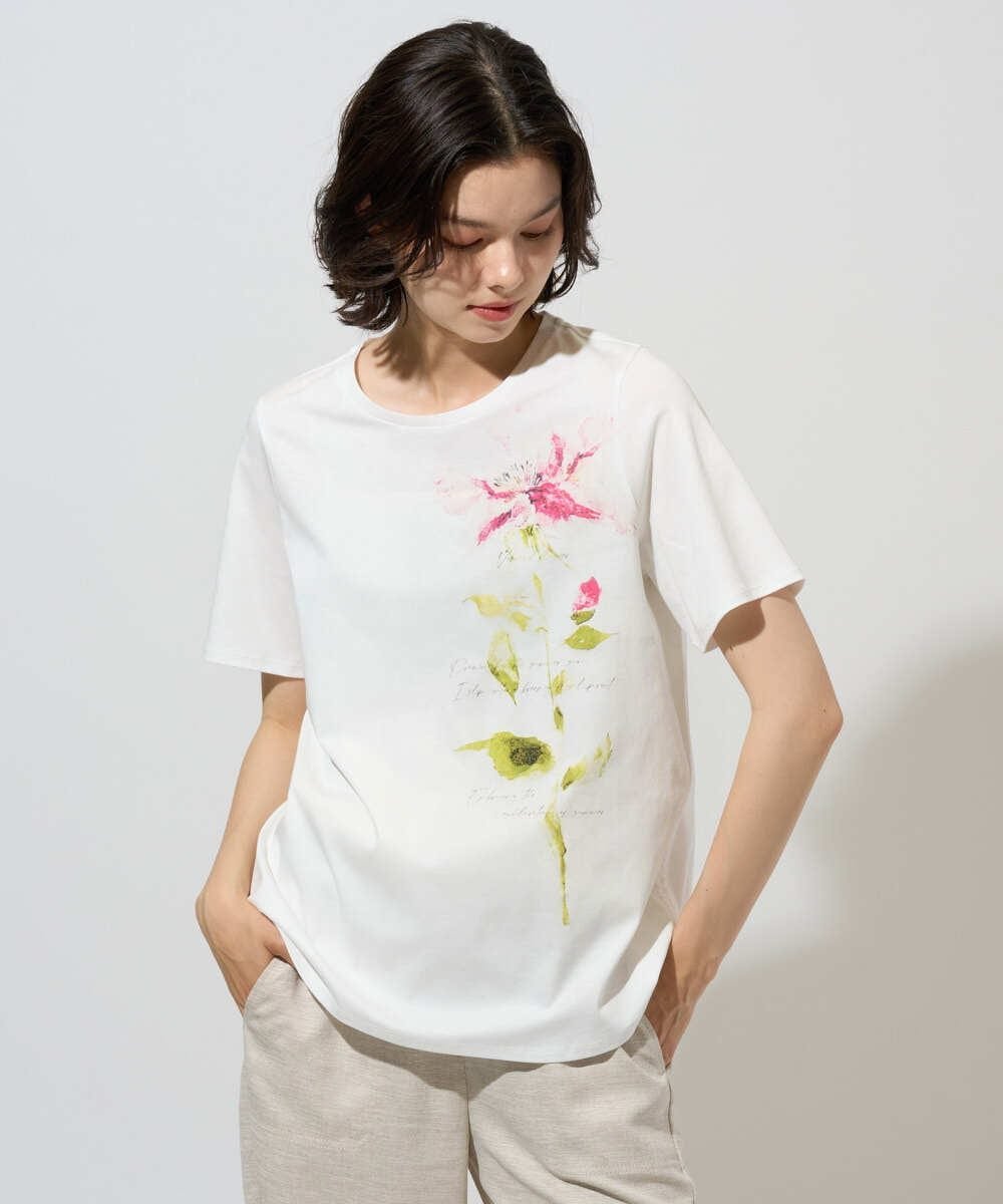Lサイズ 【大きいサイズ/2WAY】アートプリントTシャツ クリスチャン・オジャール エルサイズ トップス カットソー・Tシャツ ホワイト