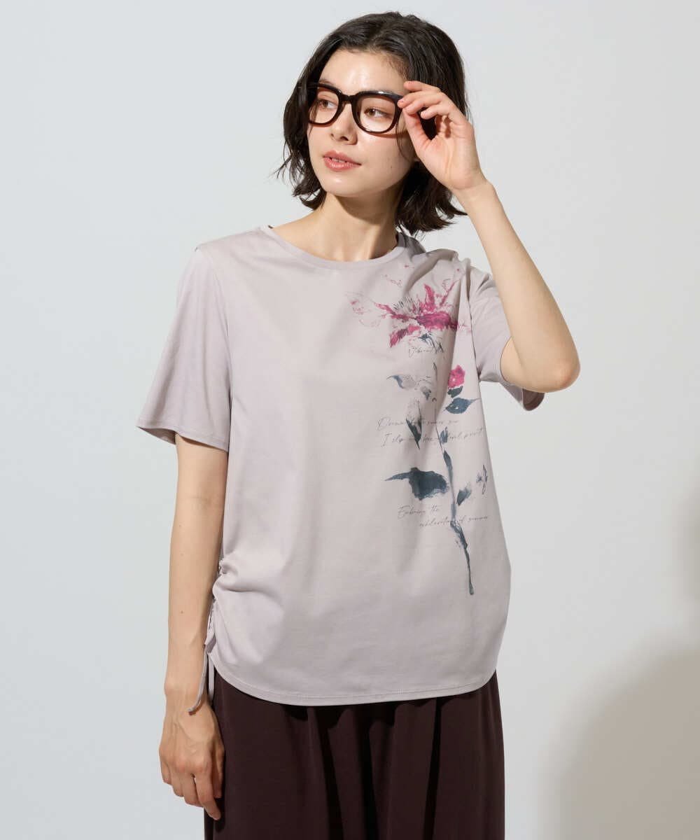 Lサイズ 【大きいサイズ/2WAY】アートプリントTシャツ クリスチャン・オジャール エルサイズ トップス カットソー・Tシャツ ホワイト
