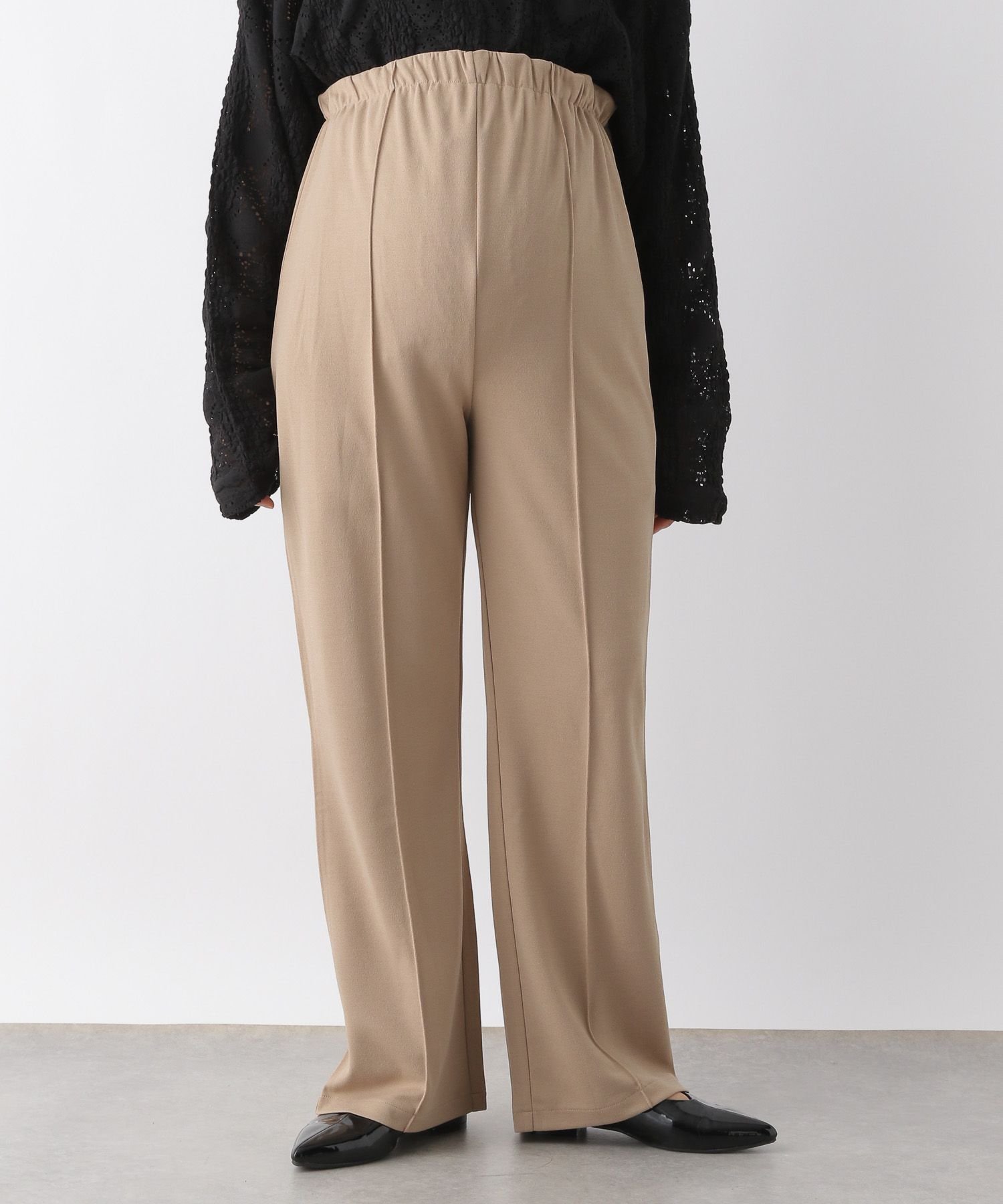 LEPSIM 【産前・産後対応】マタニティ/ピンタックフレアパンツ レプシィム マタニティウェア・ベビー用品 その他のマタニティグッズ ベージュ ブラック【送料無料】