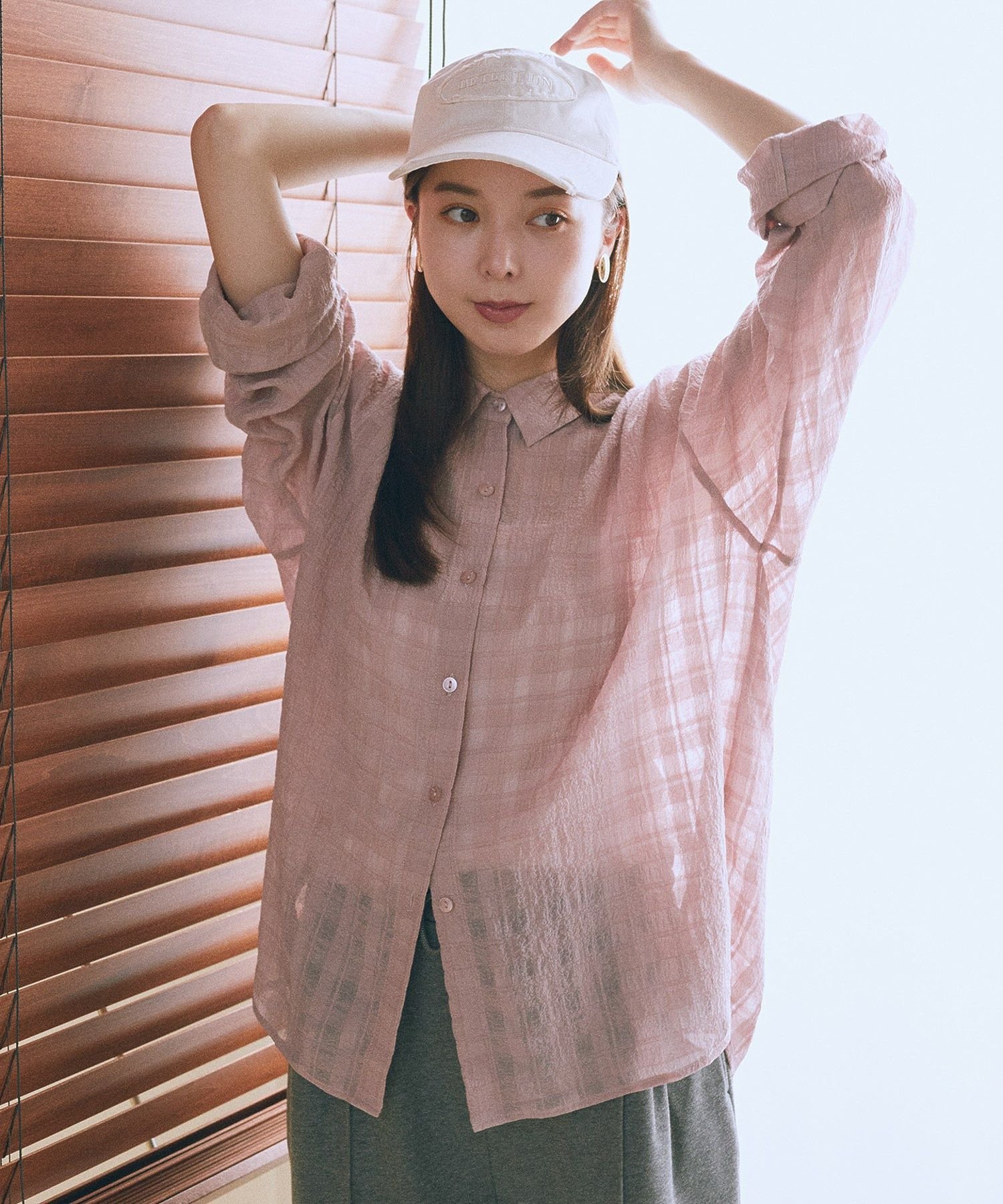 【SALE／30%OFF】earth music&ecology シャドーチェックシャツ アースミュージック&エコロジー トップス シャツ・ブラウス ブラウン ブラック ピンク