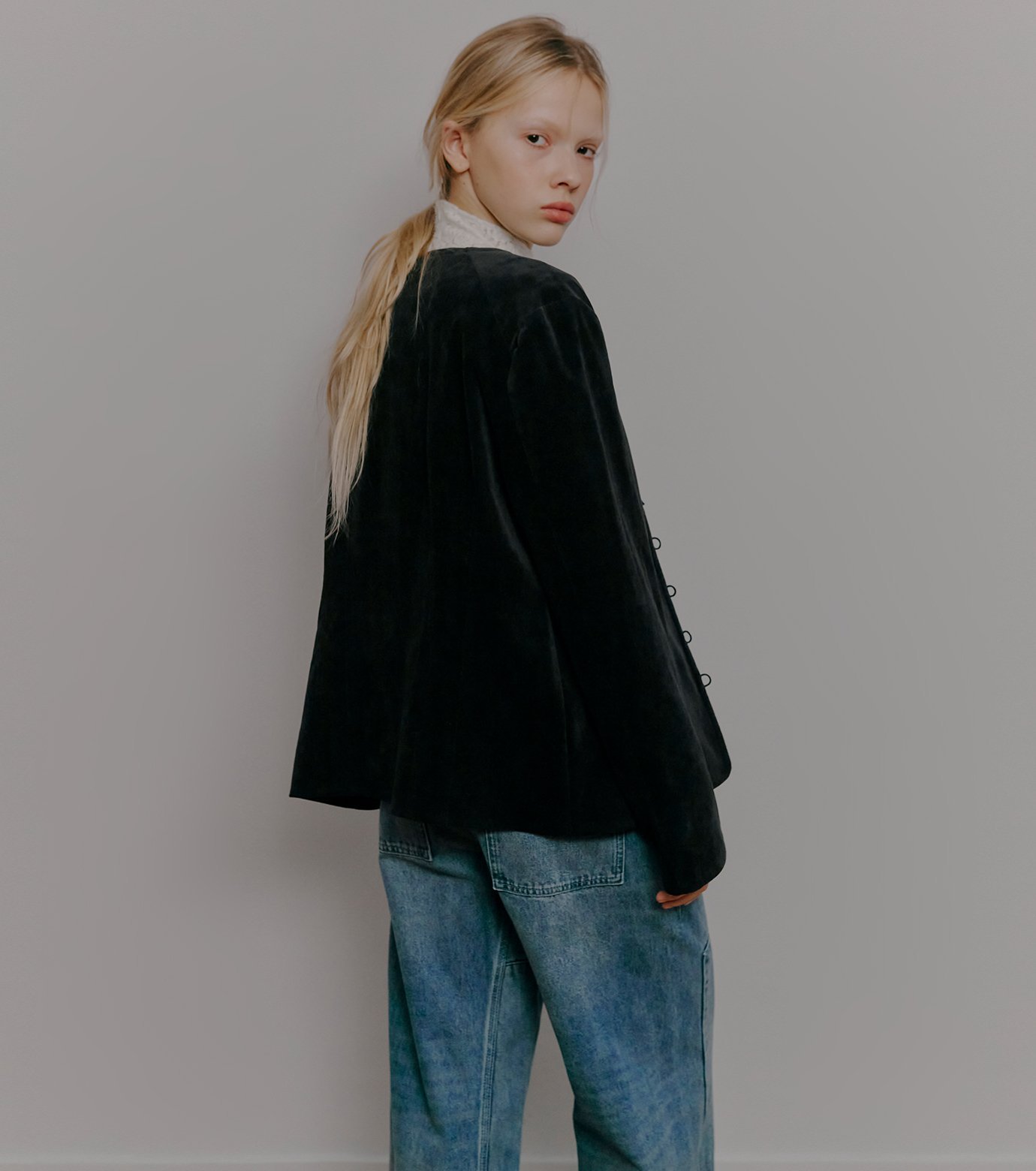 LE CIEL BLEU ベルベットシャツジャケット / Velvet Shirt Jacket w/Pearl Button ルシェルブルー トップス シャツ・ブラウス ブラック