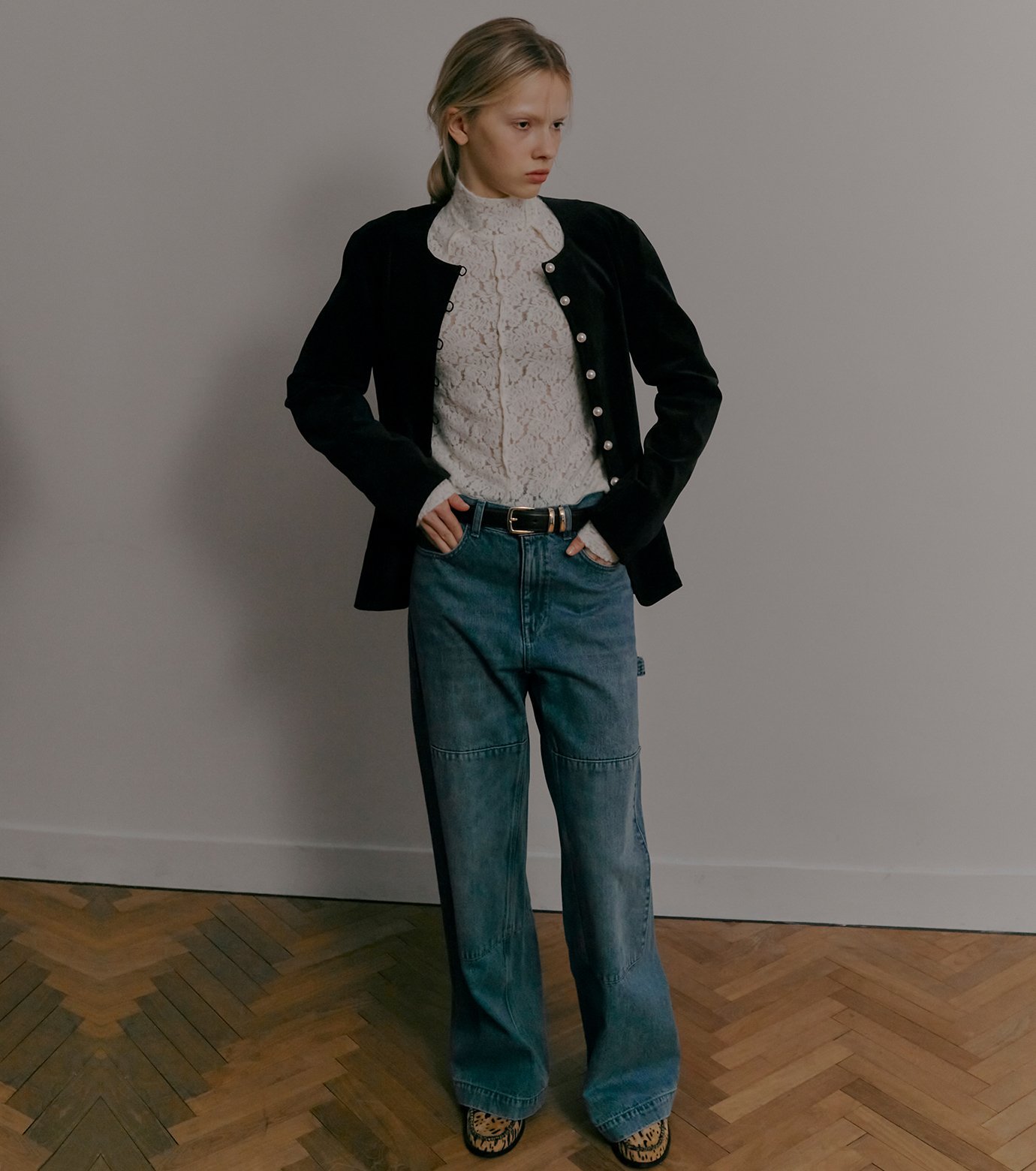 LE CIEL BLEU ベルベットシャツジャケット / Velvet Shirt Jacket w/Pearl Button ルシェルブルー トップス シャツ・ブラウス ブラック