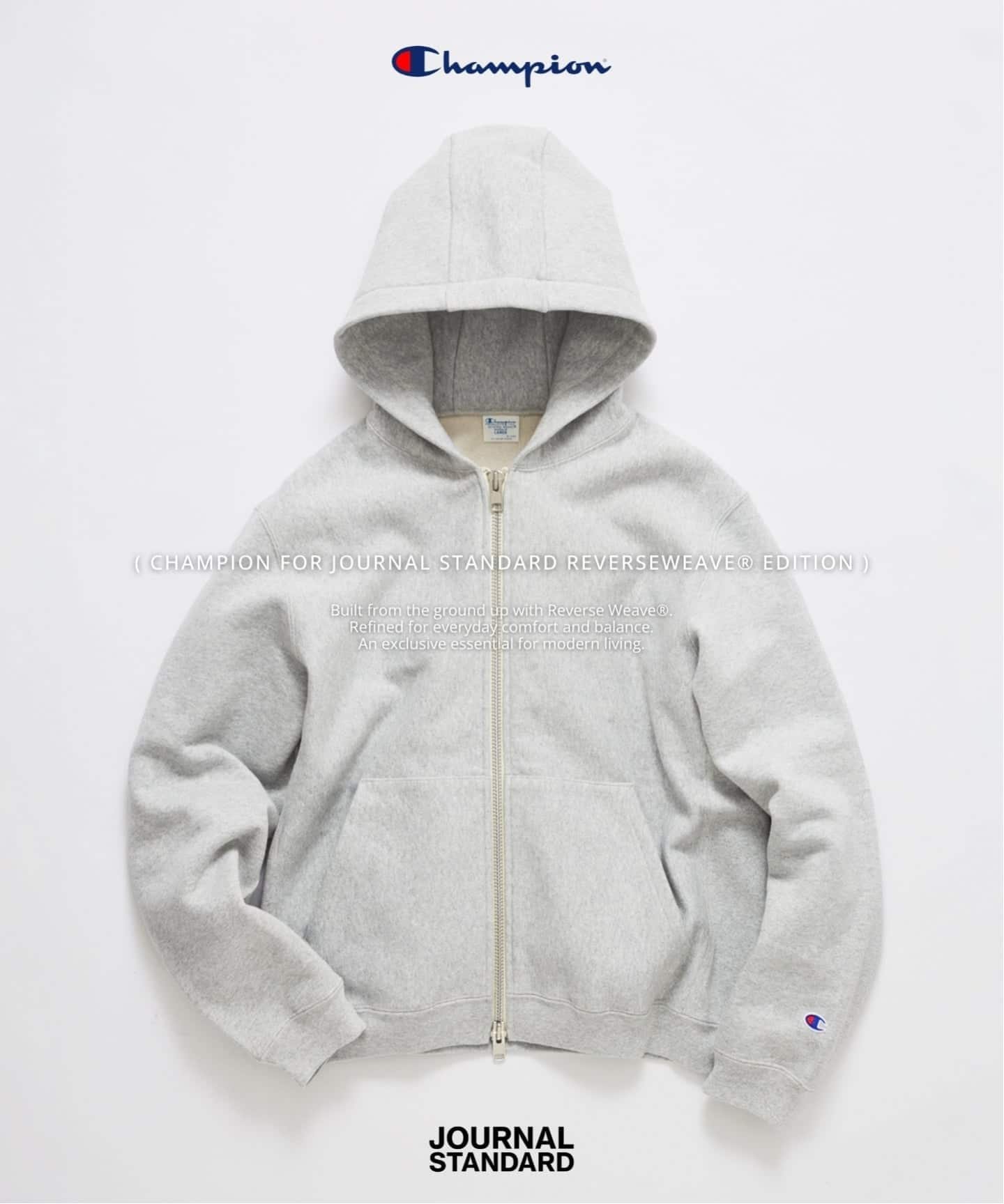 JOURNAL STANDARD 《予約》champion for JOURNAL STANDARD private fit zip hoodie ジャーナル スタンダード トップス パーカー・フーディー グレー ブラック【送料無料】