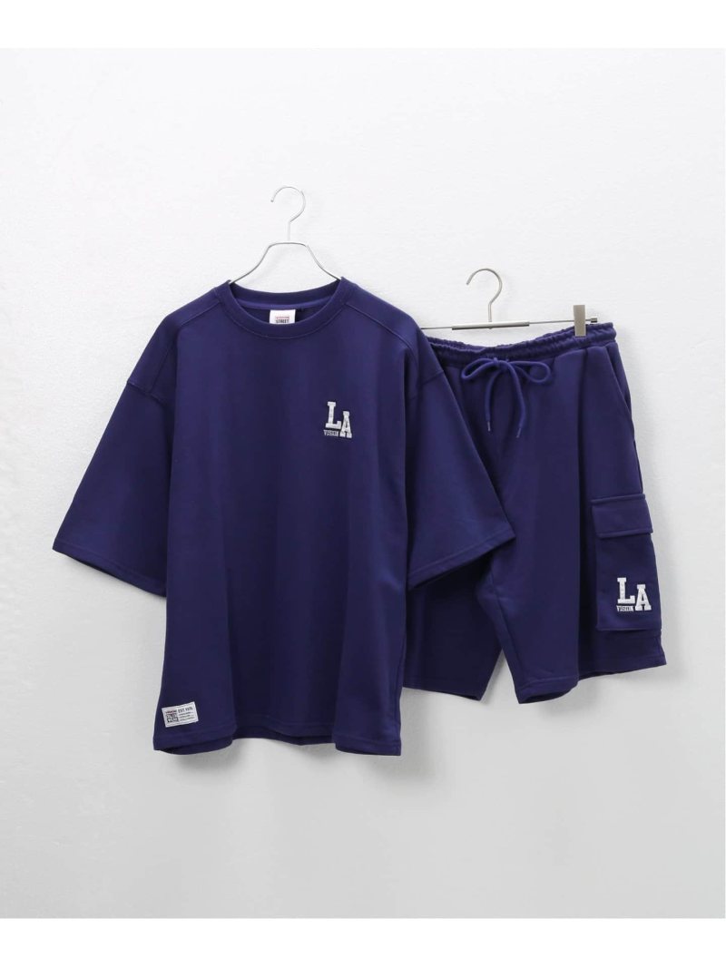 【SALE／20%OFF】B.C STOCK 【VISION / ビジョン】別注 ATHRETIC サマーセットアップ ベーセーストック カットソー Tシャツ グレー ブルー【送料無料】