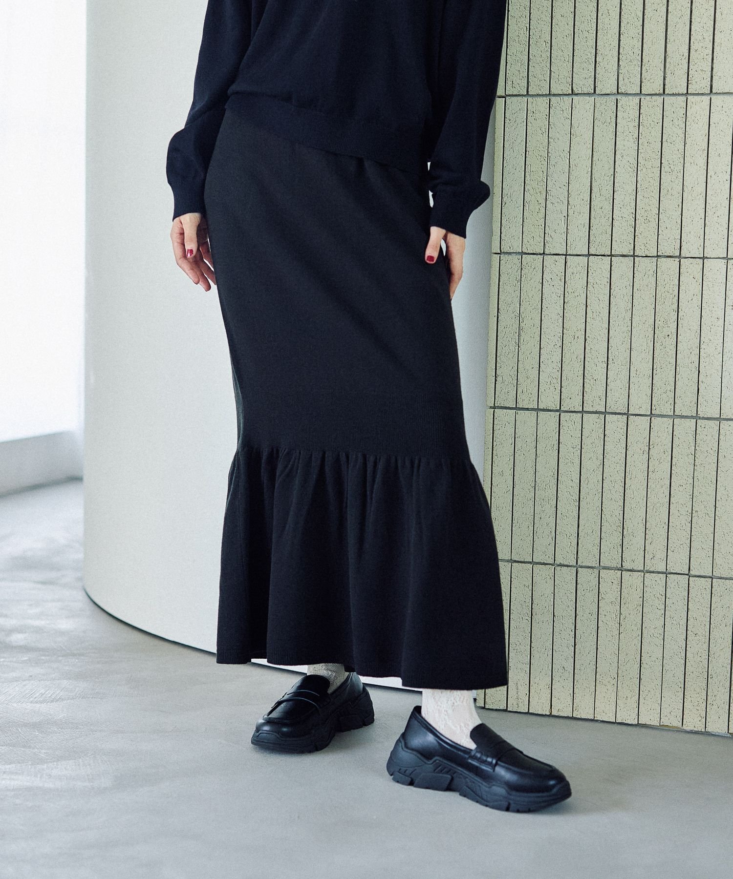 【SALE／50%OFF】LEPSIM 12ゲージ裾ボリュームスカート レプシィム スカート ロング・マキシスカート ブラウン ホワイト ブラックのサムネイル