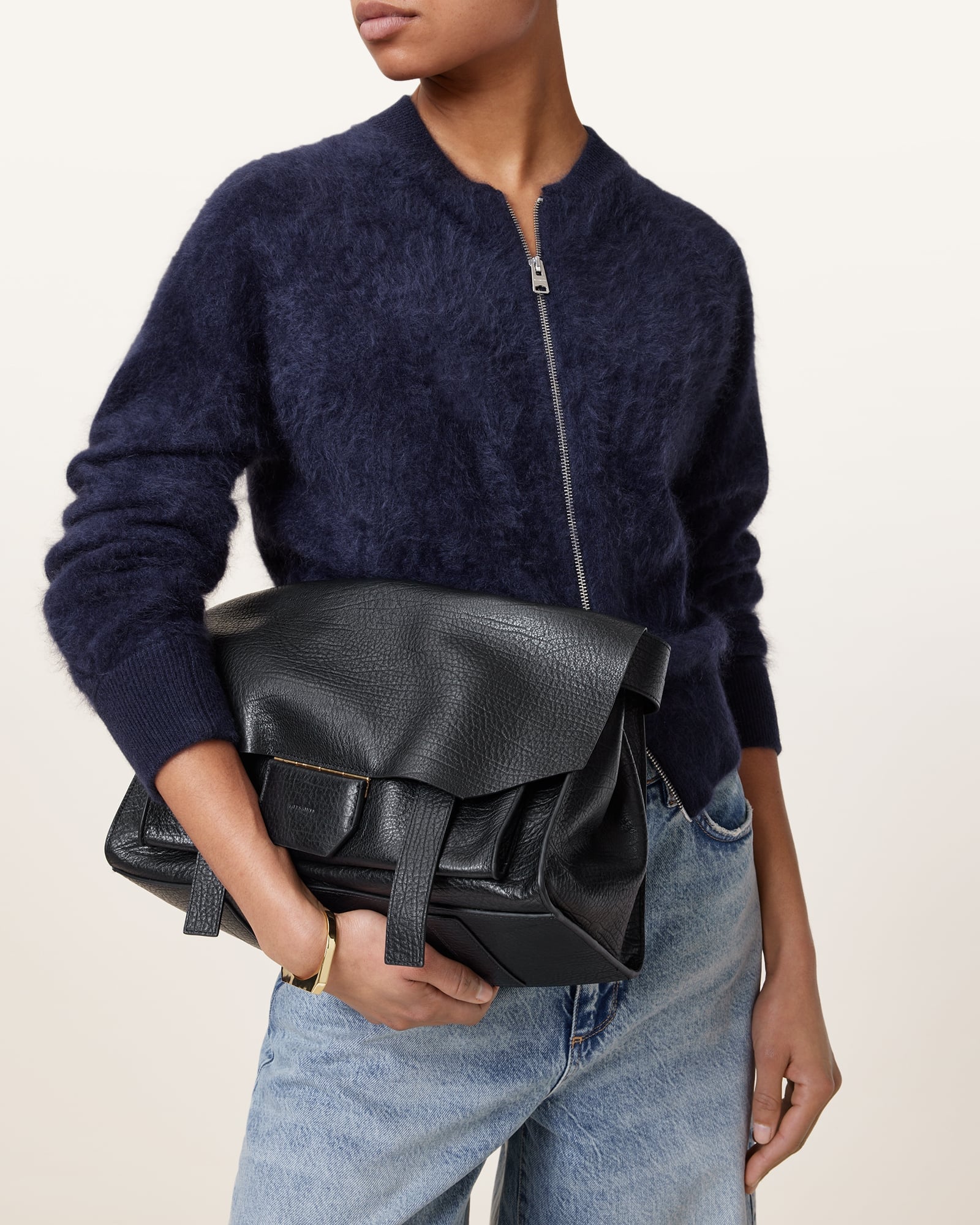 ALLSAINTS (W)URSA GRAIN SATCHEL オールセインツ バッグ ショルダーバッグ ブラック【送料無料】