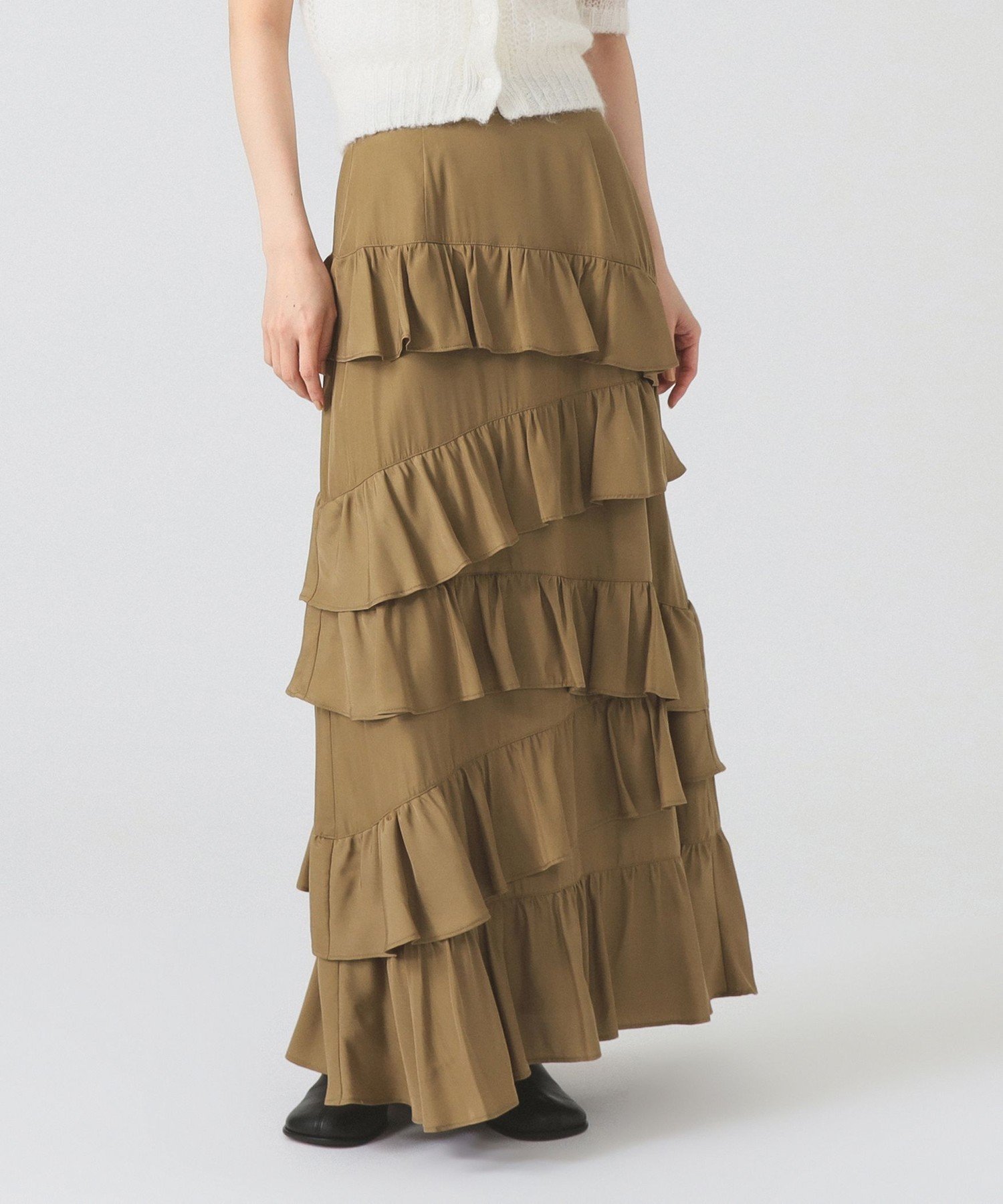 【SALE／60%OFF】Ray BEAMS アシンメトリー フリル ティアード スカート(1369CL) ビームス ウイメン スカート その他のスカート ベージュ【送料無料】