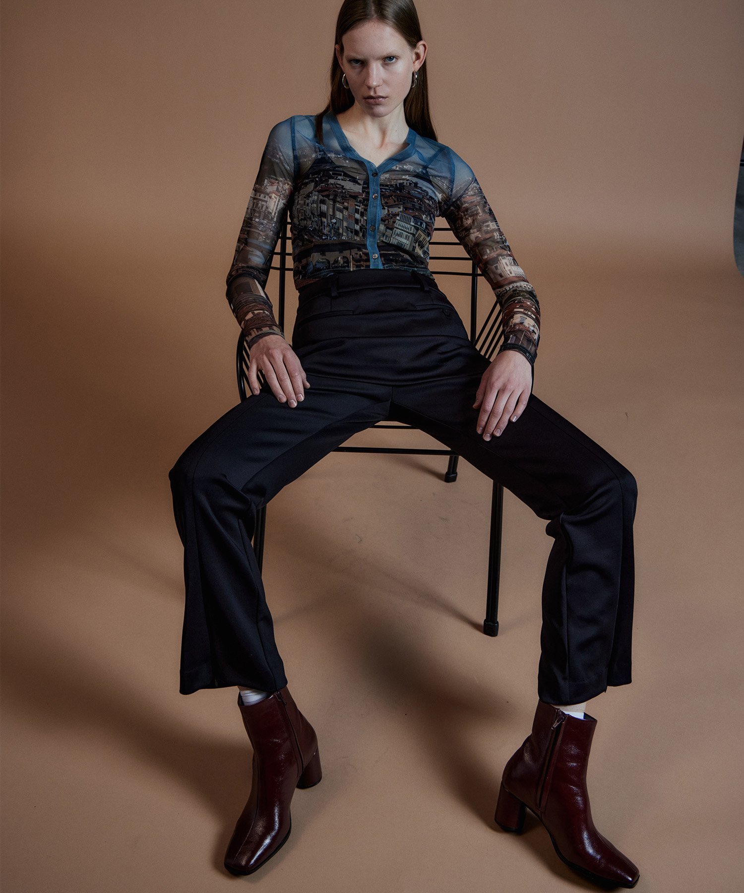 MAISON SPECIAL City Photo Print Sheer Cardigan メゾンスペシャル トップス カットソー・Tシャツ ブラウン