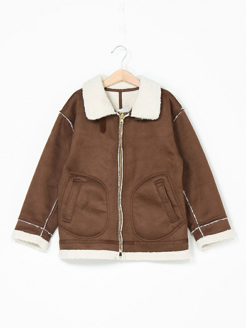 【SALE／60%OFF】petit main 【リンク】ボアムートンB3ジャケット★ ナルミヤオンライン ジャケット・アウター その他のジャケット・アウター ブラウン ベージュのサムネイル