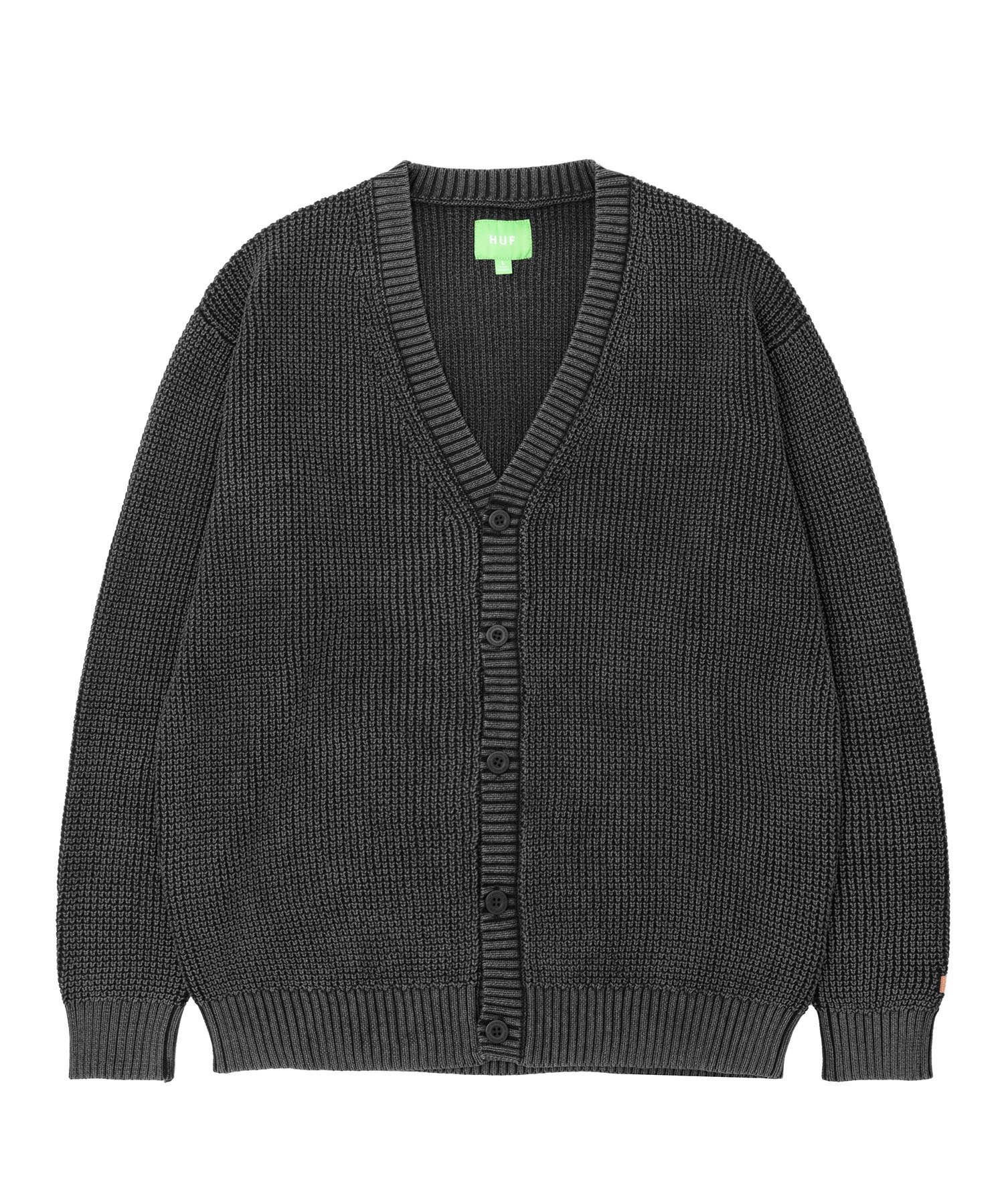 HUF OD BAR LOGO CARDIGAN ハフ トップス カーディガン ブラック ベージュ ネイビー グリーン【送料無料】