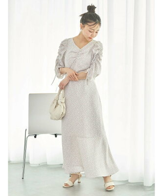 【SALE/70%OFF】earth music&ecology 袖ドロストフラワーワンピース アースミュージック&エコロジー ワンピース・ドレス その他のワンピース・ドレス ブルー ピンク