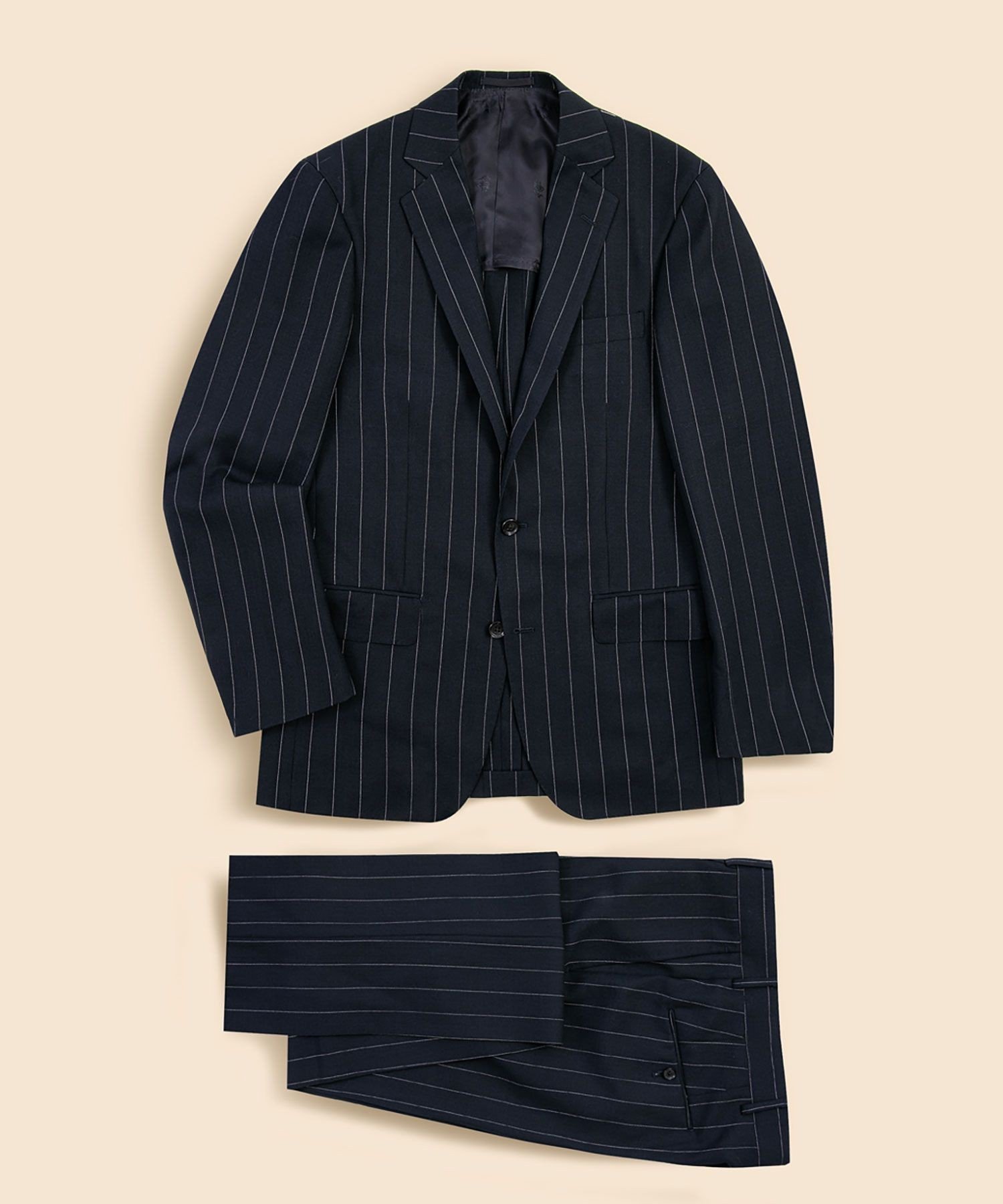 BROOKS BROTHERS ◆JAPAN TRAD.◆ ウール ストライプ 2釦スーツ Classic Made by RING JACKET ブルックス ブラザーズ スーツ・フォーマル セットアップスーツ ネイビー【送料無料】