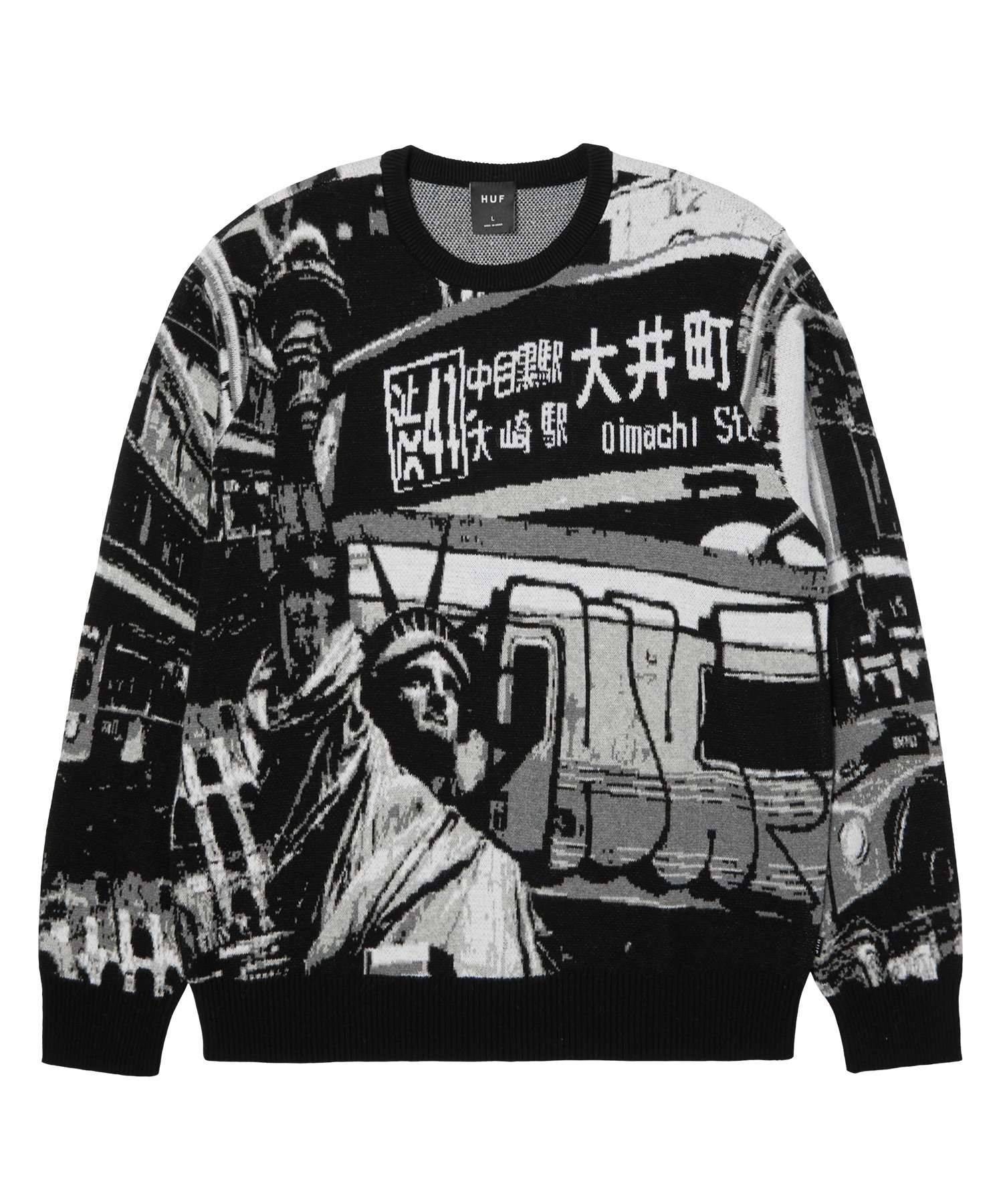 HUF WORLDWIDE COMMUTER SWEATER / HUF ハフ セーター ニット ハフ トップス ニット ブラック【送料無料】